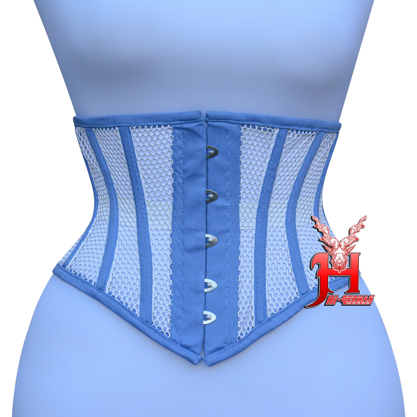 Women’s Underbust Black Cotton Mesh Steel Boned Waist Trainer Corset Unterbrust Korsett Damen