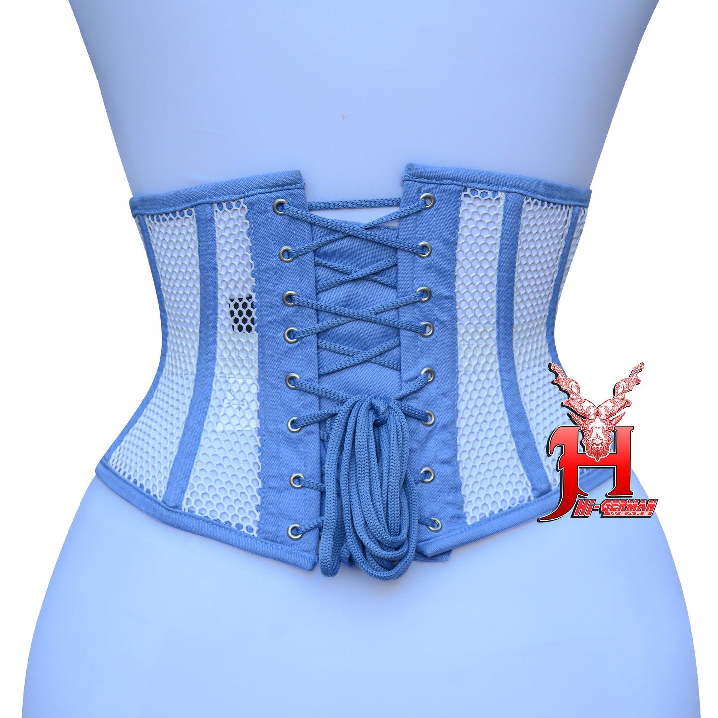 Women’s Underbust Black Cotton Mesh Steel Boned Waist Trainer Corset Unterbrust Korsett Damen