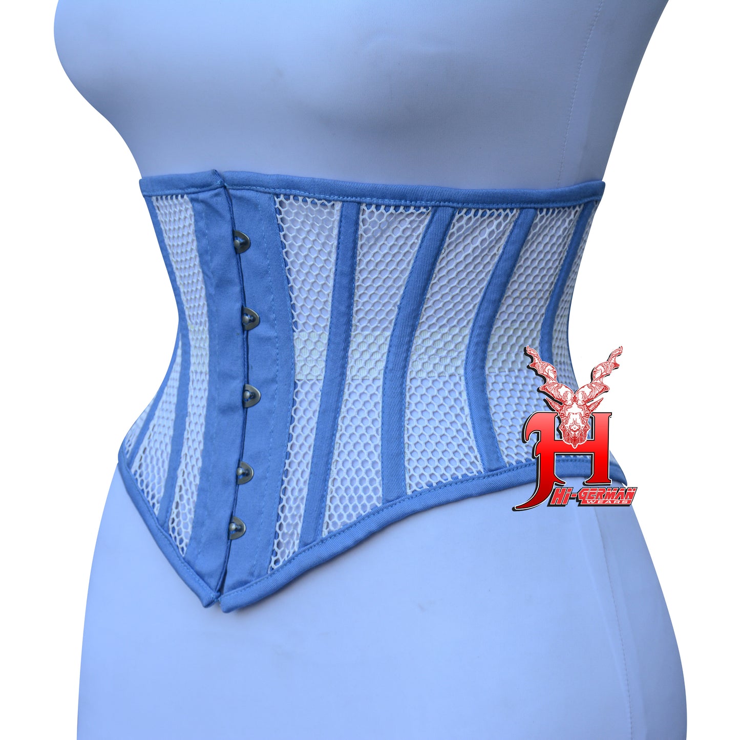 Women’s Underbust Black Cotton Mesh Steel Boned Waist Trainer Corset Unterbrust Korsett Damen