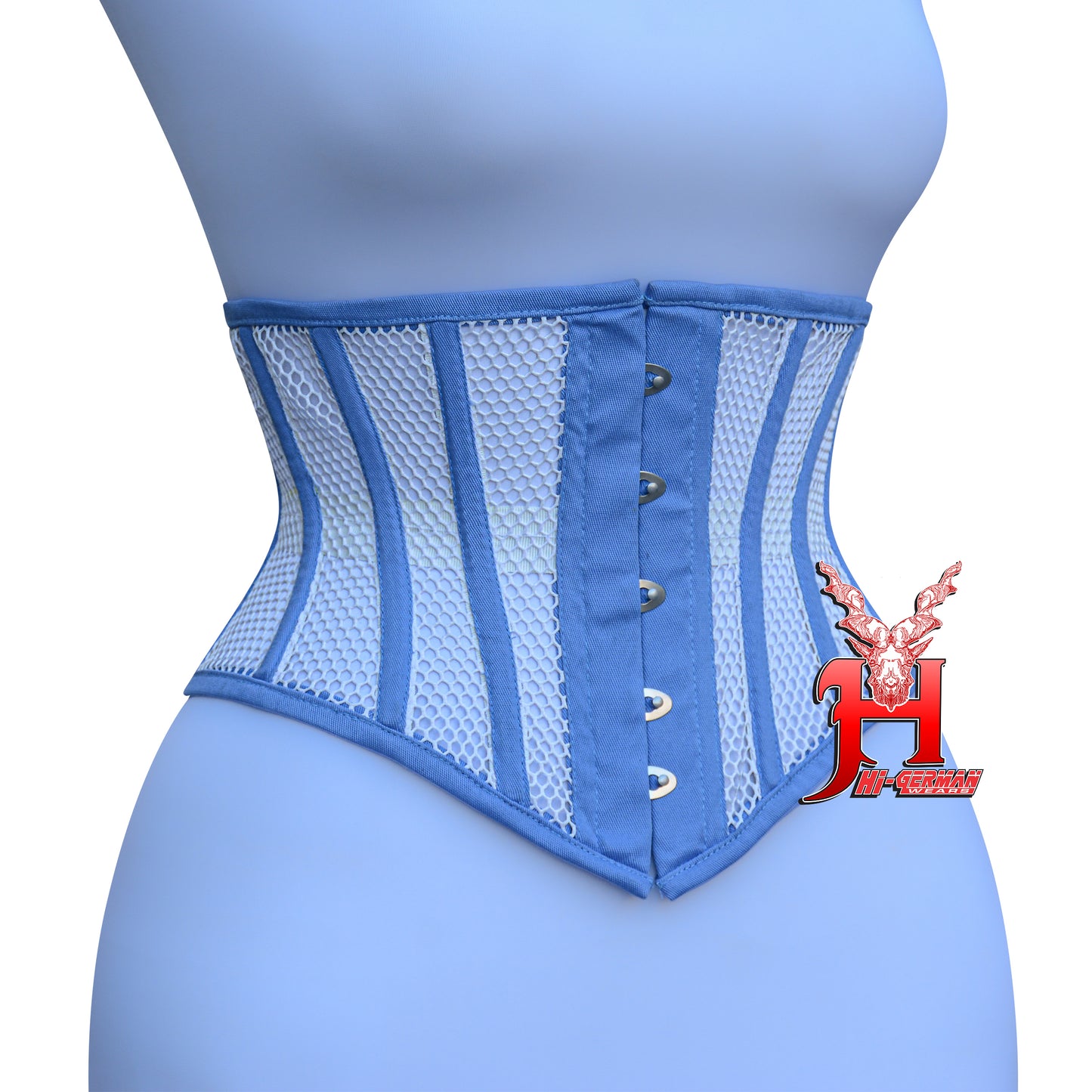 Women’s Underbust Black Cotton Mesh Steel Boned Waist Trainer Corset Unterbrust Korsett Damen