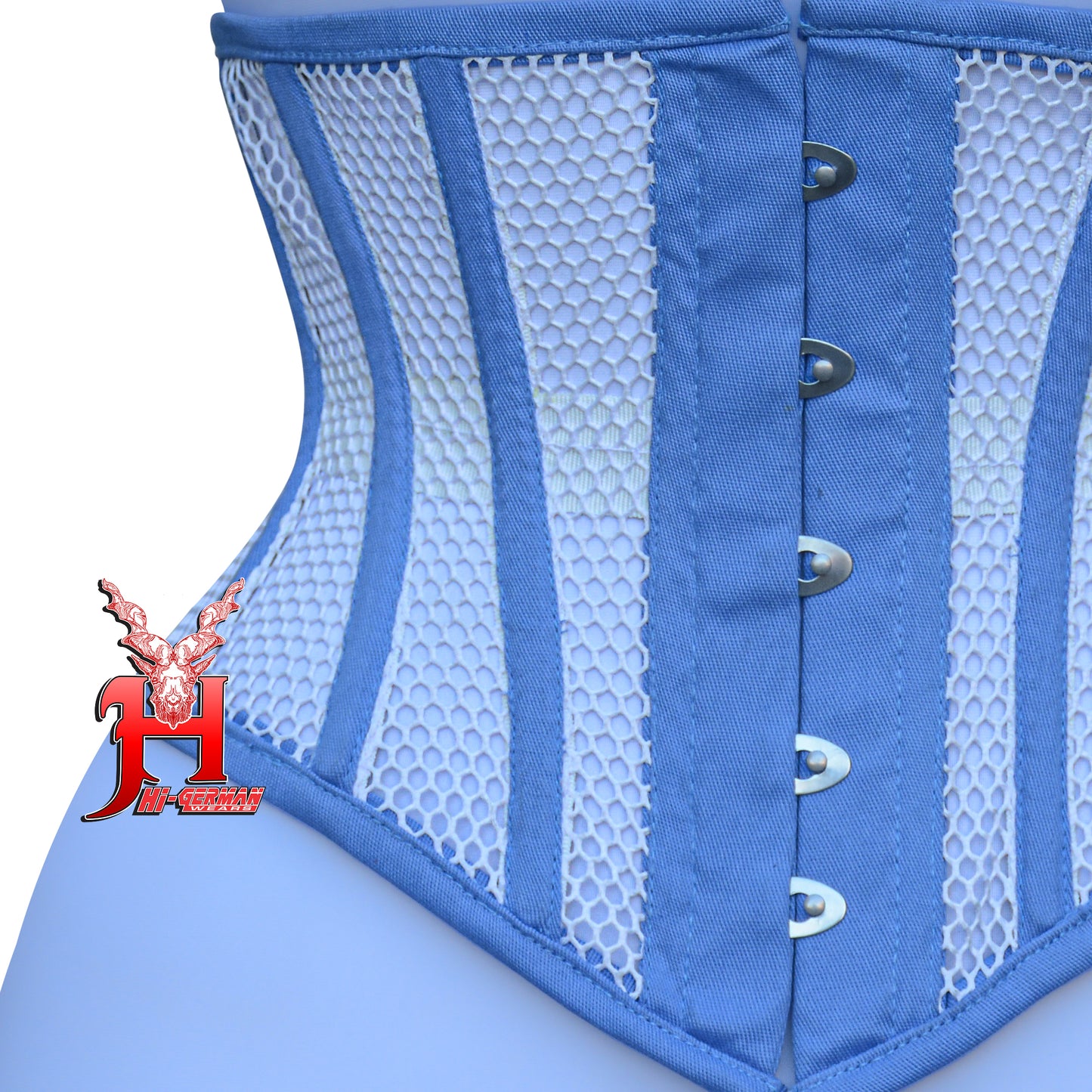 Women’s Underbust Black Cotton Mesh Steel Boned Waist Trainer Corset Unterbrust Korsett Damen