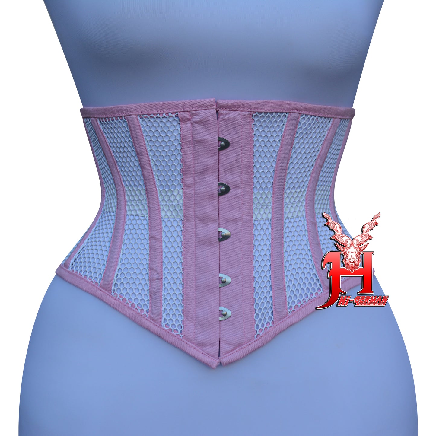 Women’s Underbust Black Cotton Mesh Steel Boned Waist Trainer Corset Unterbrust Korsett Damen