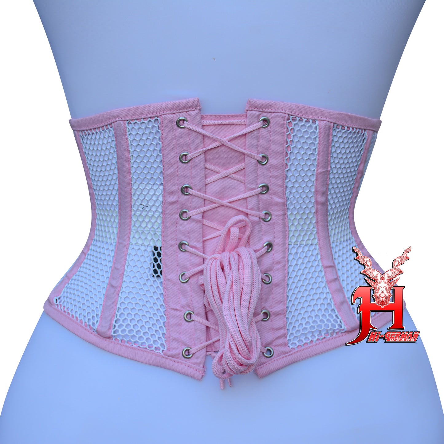 Women’s Underbust Black Cotton Mesh Steel Boned Waist Trainer Corset Unterbrust Korsett Damen