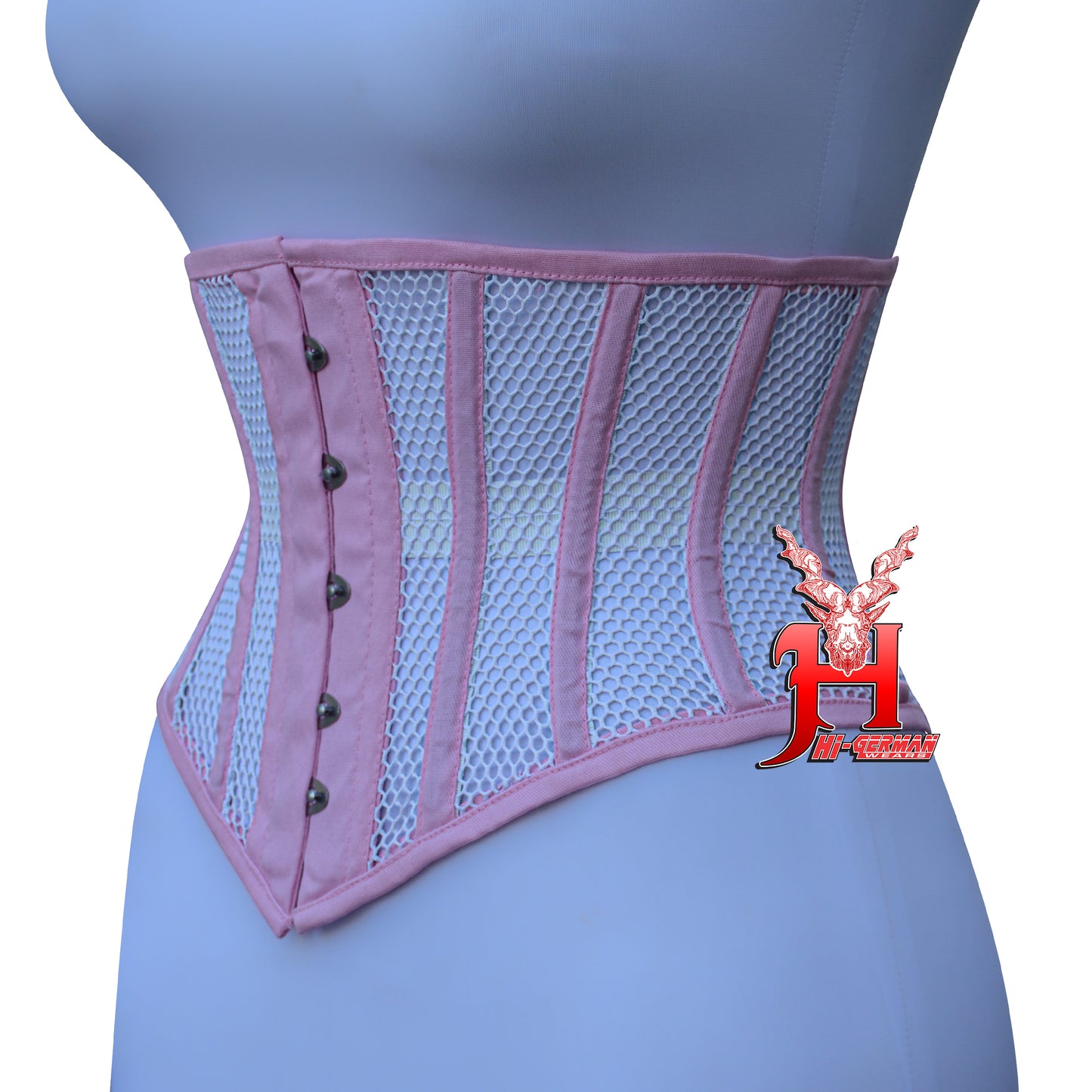 Women’s Underbust Black Cotton Mesh Steel Boned Waist Trainer Corset Unterbrust Korsett Damen