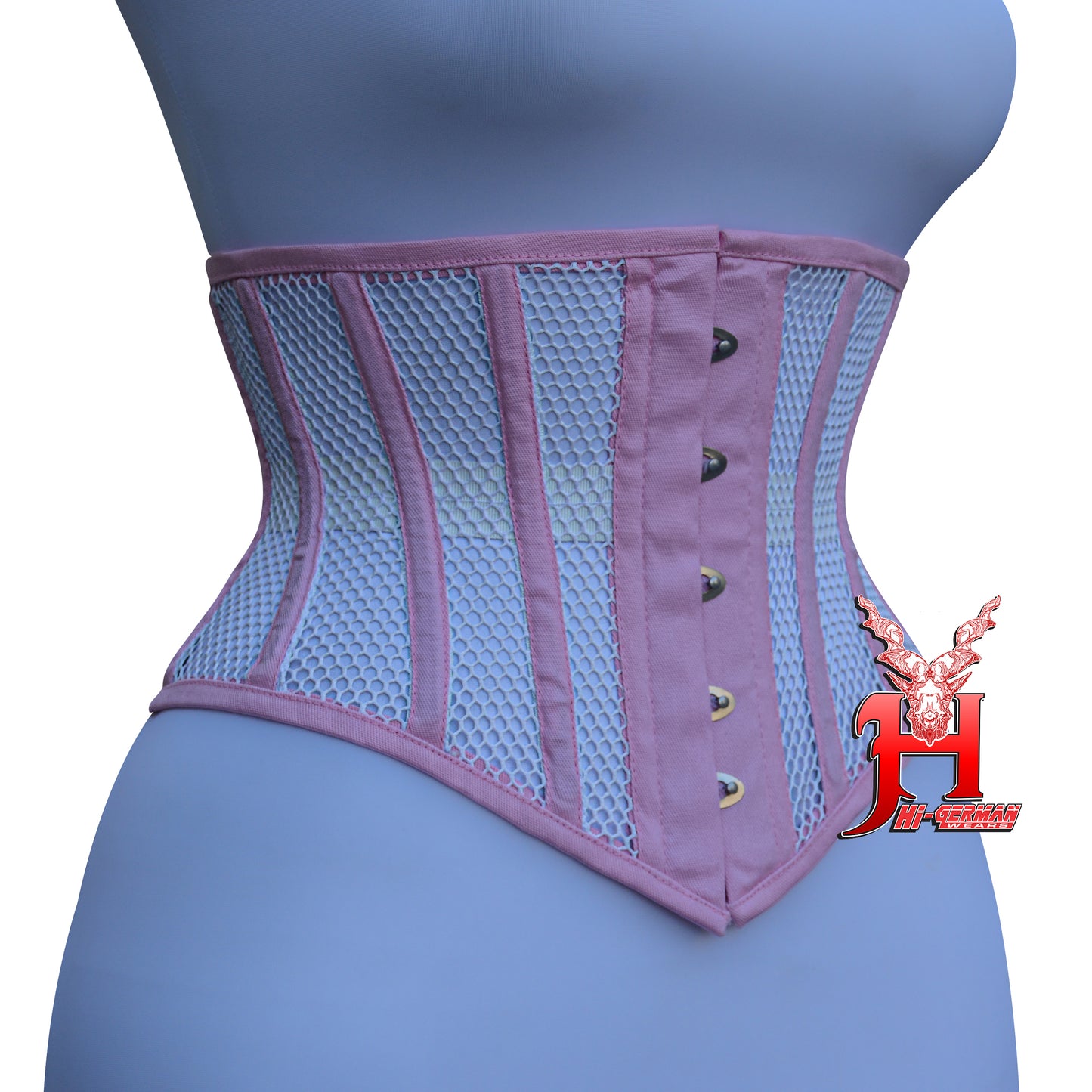 Women’s Underbust Black Cotton Mesh Steel Boned Waist Trainer Corset Unterbrust Korsett Damen