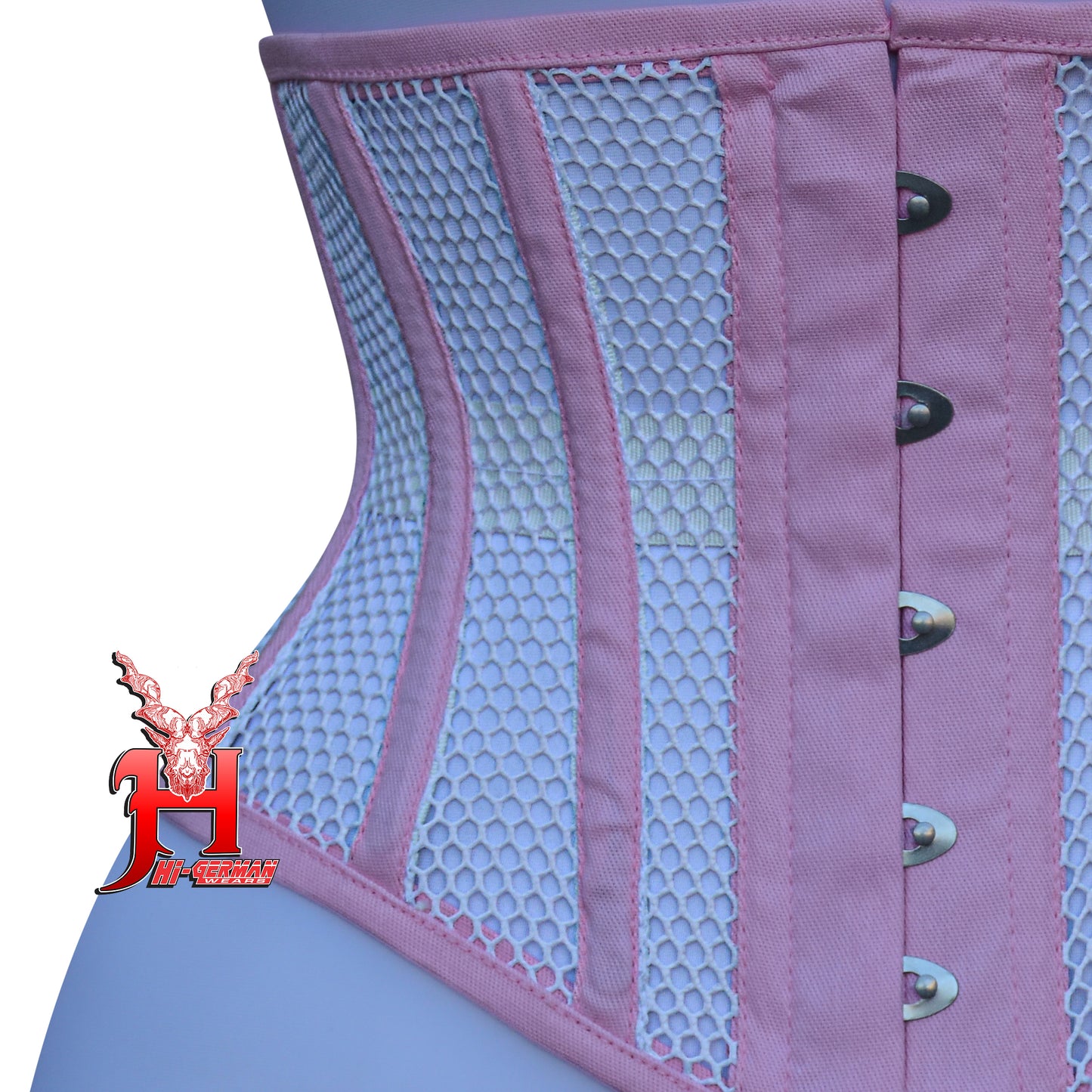 Women’s Underbust Black Cotton Mesh Steel Boned Waist Trainer Corset Unterbrust Korsett Damen