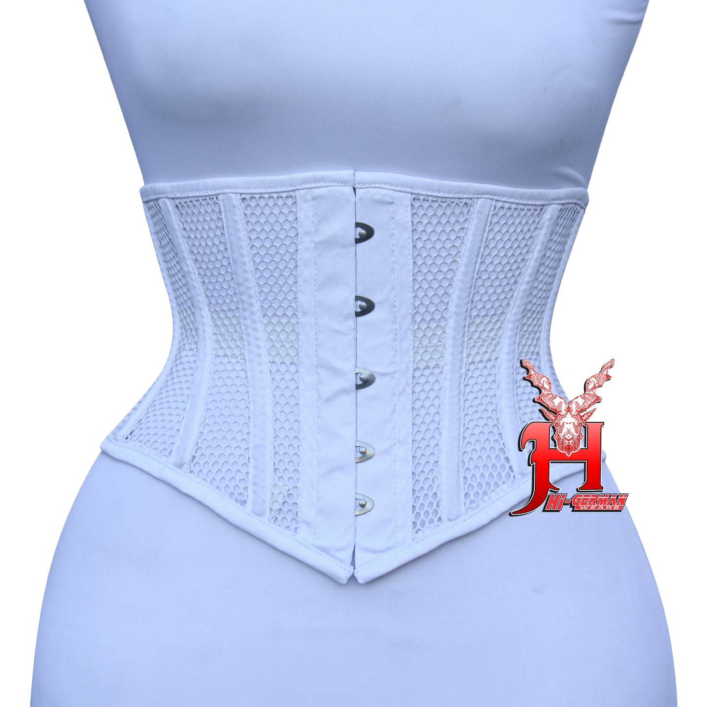 Women’s Underbust Black Cotton Mesh Steel Boned Waist Trainer Corset Unterbrust Korsett Damen