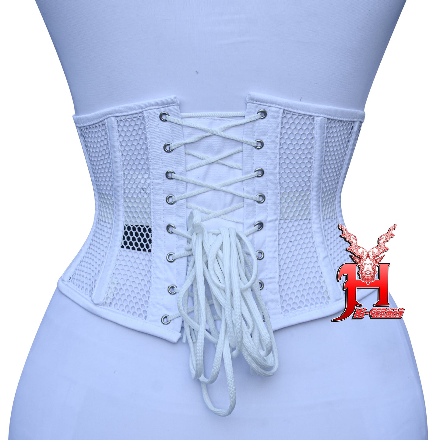 Women’s Underbust Black Cotton Mesh Steel Boned Waist Trainer Corset Unterbrust Korsett Damen