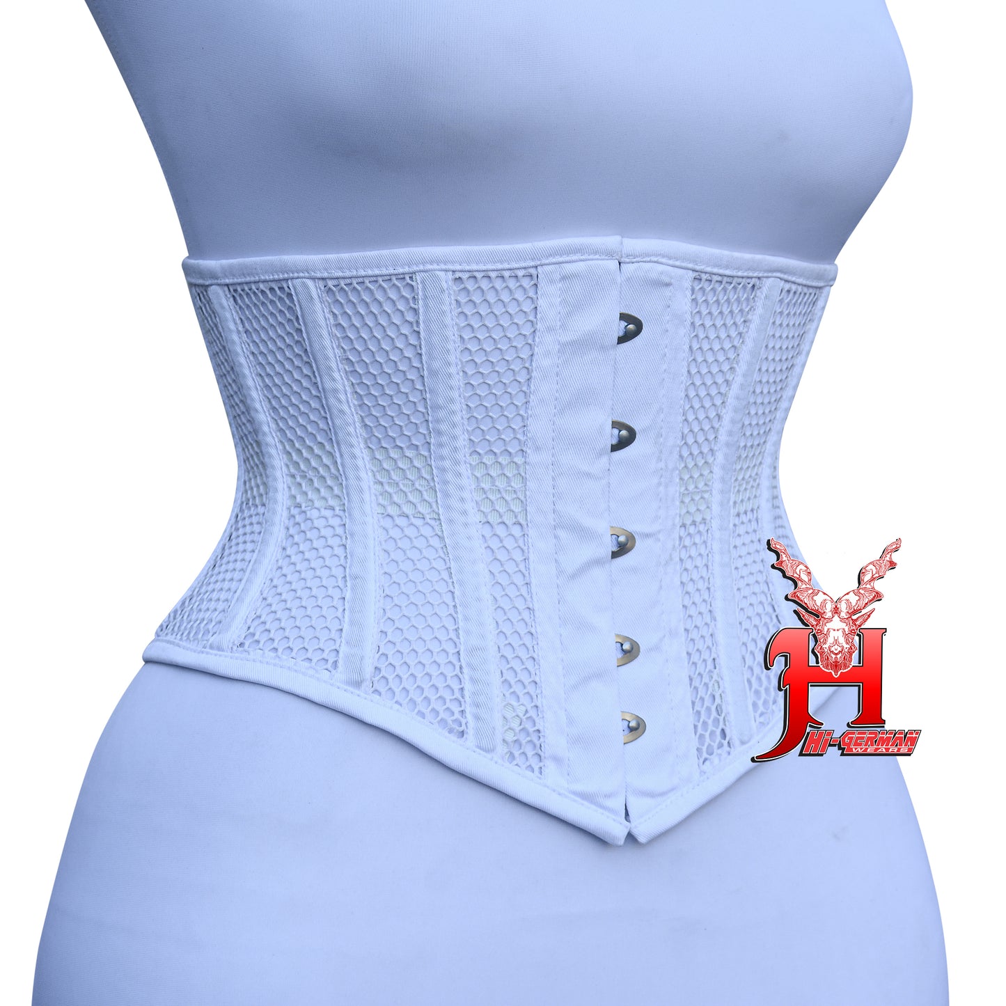 Women’s Underbust Black Cotton Mesh Steel Boned Waist Trainer Corset Unterbrust Korsett Damen