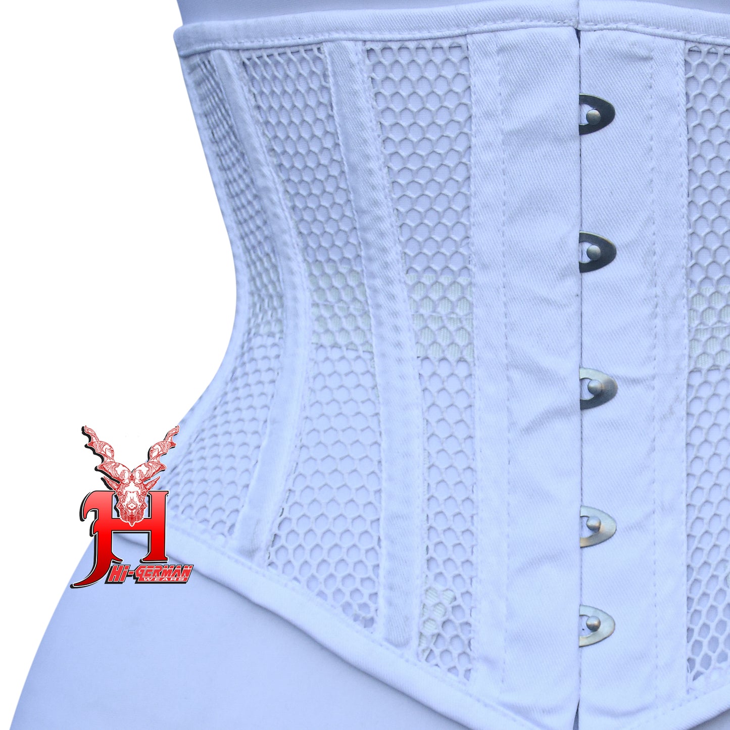 Women’s Underbust Black Cotton Mesh Steel Boned Waist Trainer Corset Unterbrust Korsett Damen