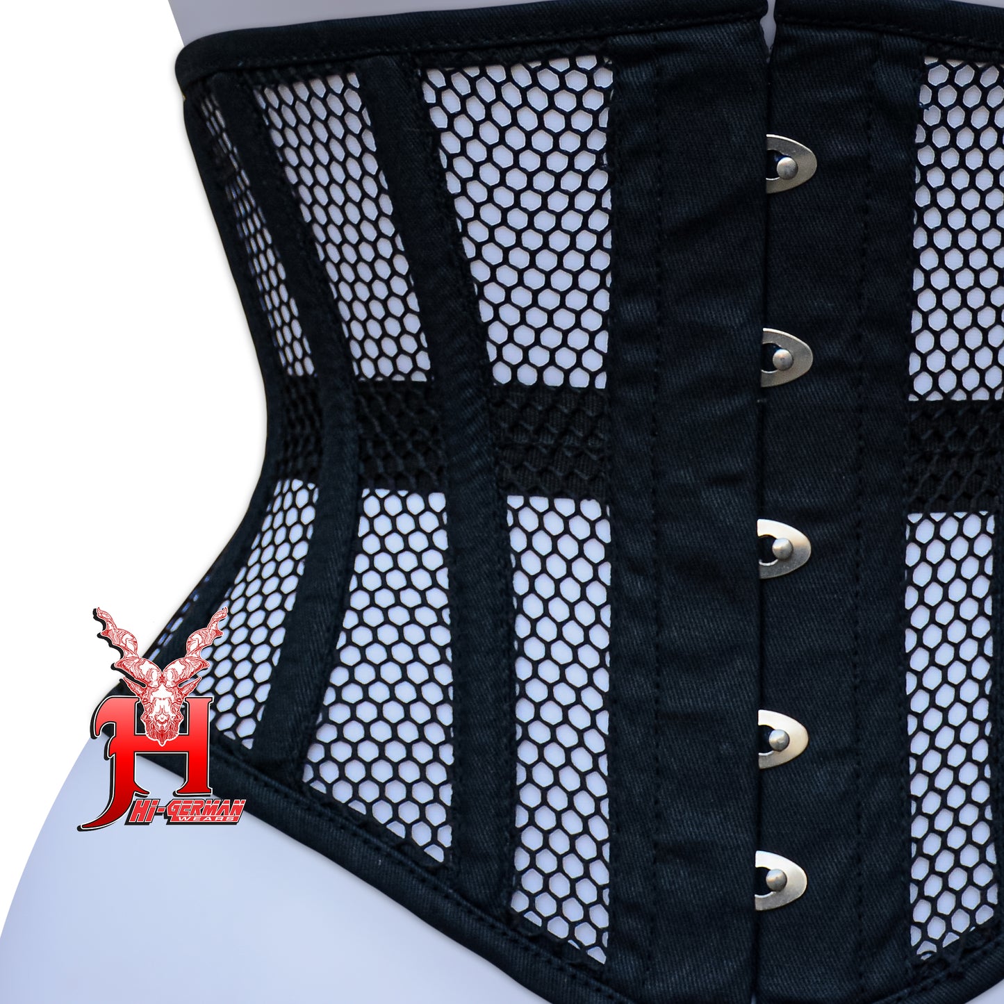 Women’s Underbust Black Cotton Mesh Steel Boned Waist Trainer Corset Unterbrust Korsett Damen