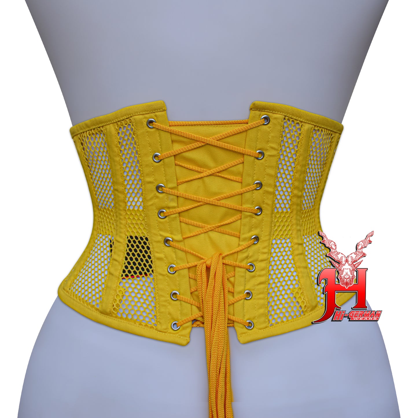 Women’s Underbust Black Cotton Mesh Steel Boned Waist Trainer Corset Unterbrust Korsett Damen