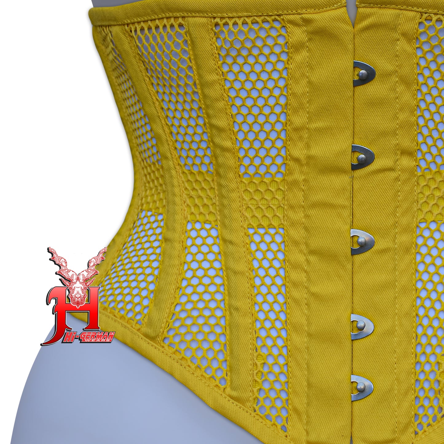 Women’s Underbust Black Cotton Mesh Steel Boned Waist Trainer Corset Unterbrust Korsett Damen