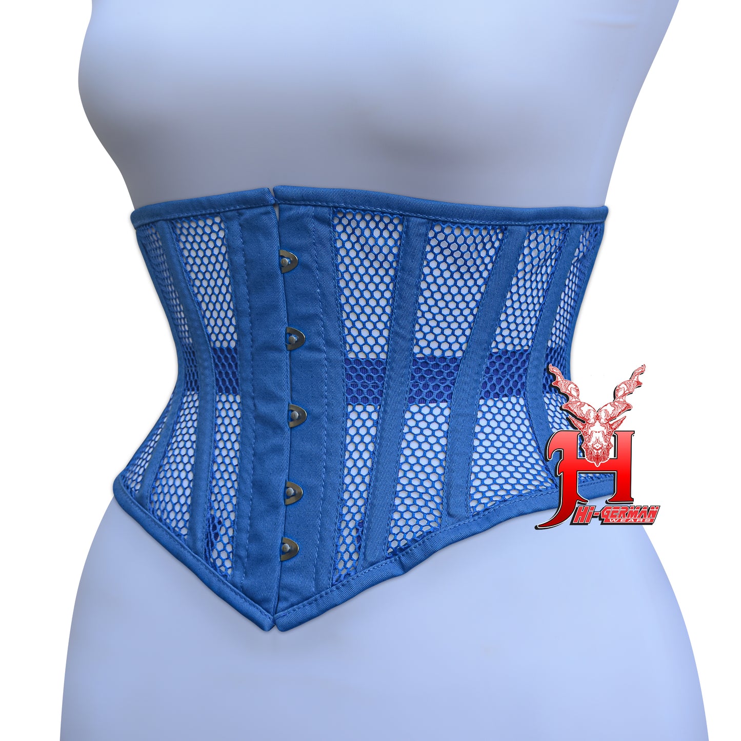 Women’s Underbust Black Cotton Mesh Steel Boned Waist Trainer Corset Unterbrust Korsett Damen