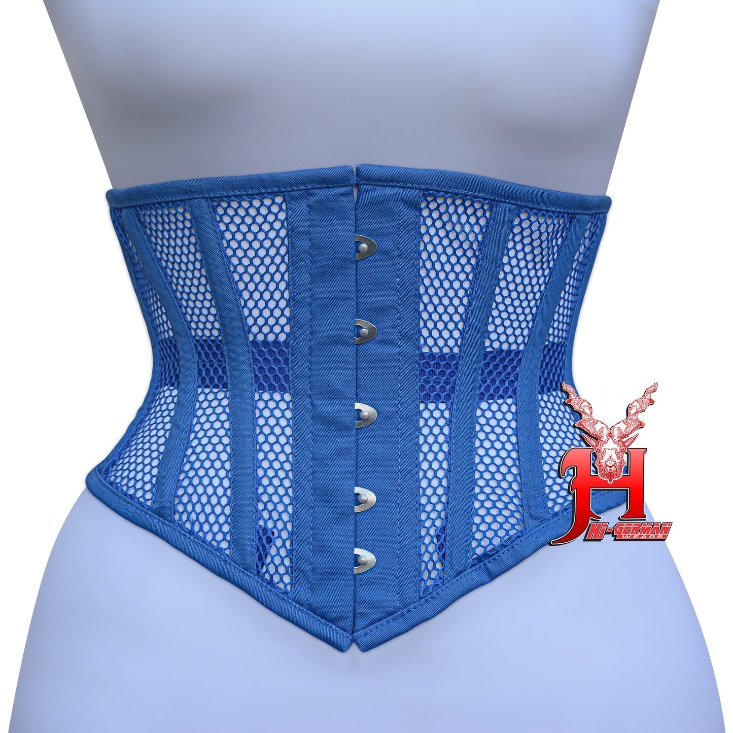 Women’s Underbust Black Cotton Mesh Steel Boned Waist Trainer Corset Unterbrust Korsett Damen