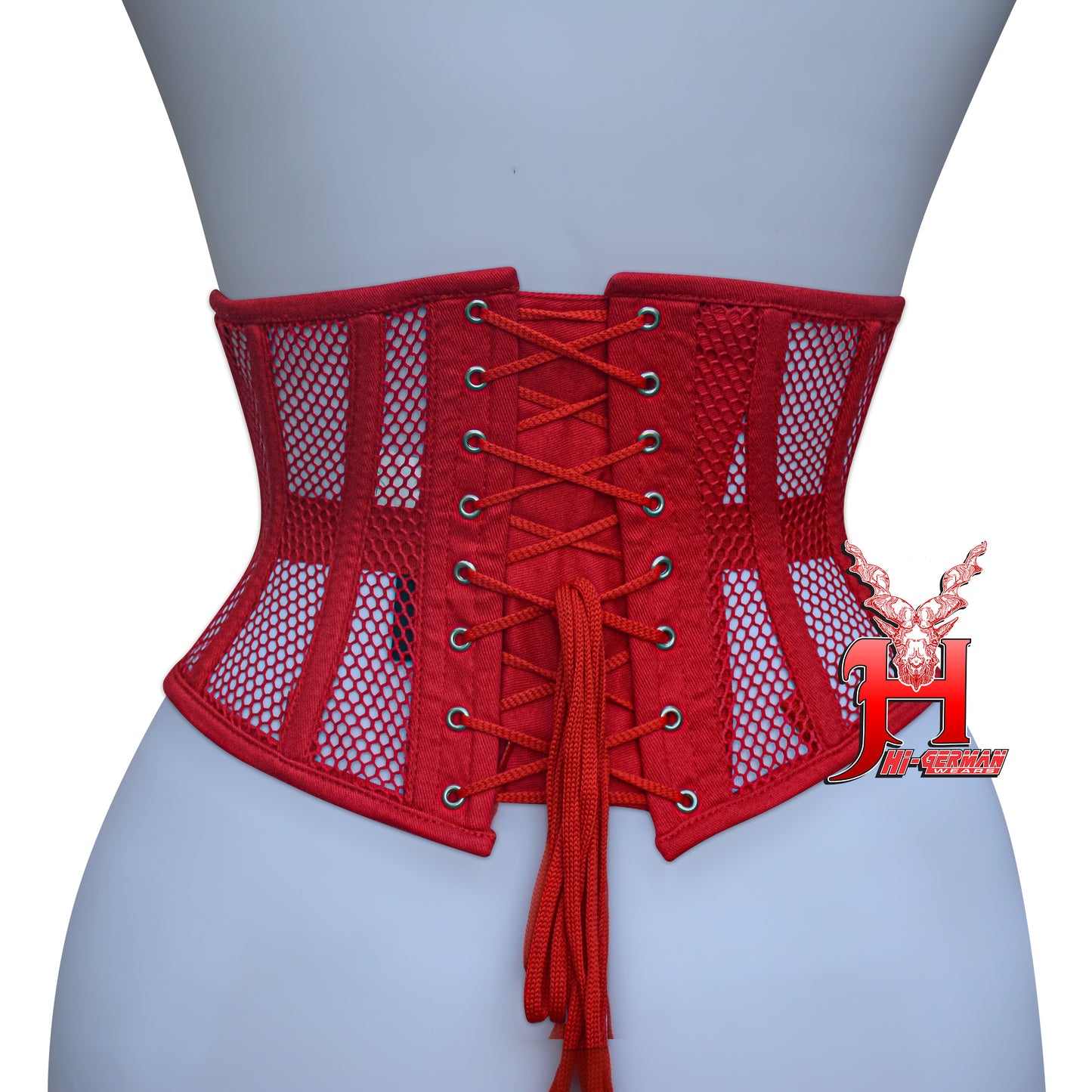 Women’s Underbust Black Cotton Mesh Steel Boned Waist Trainer Corset Unterbrust Korsett Damen
