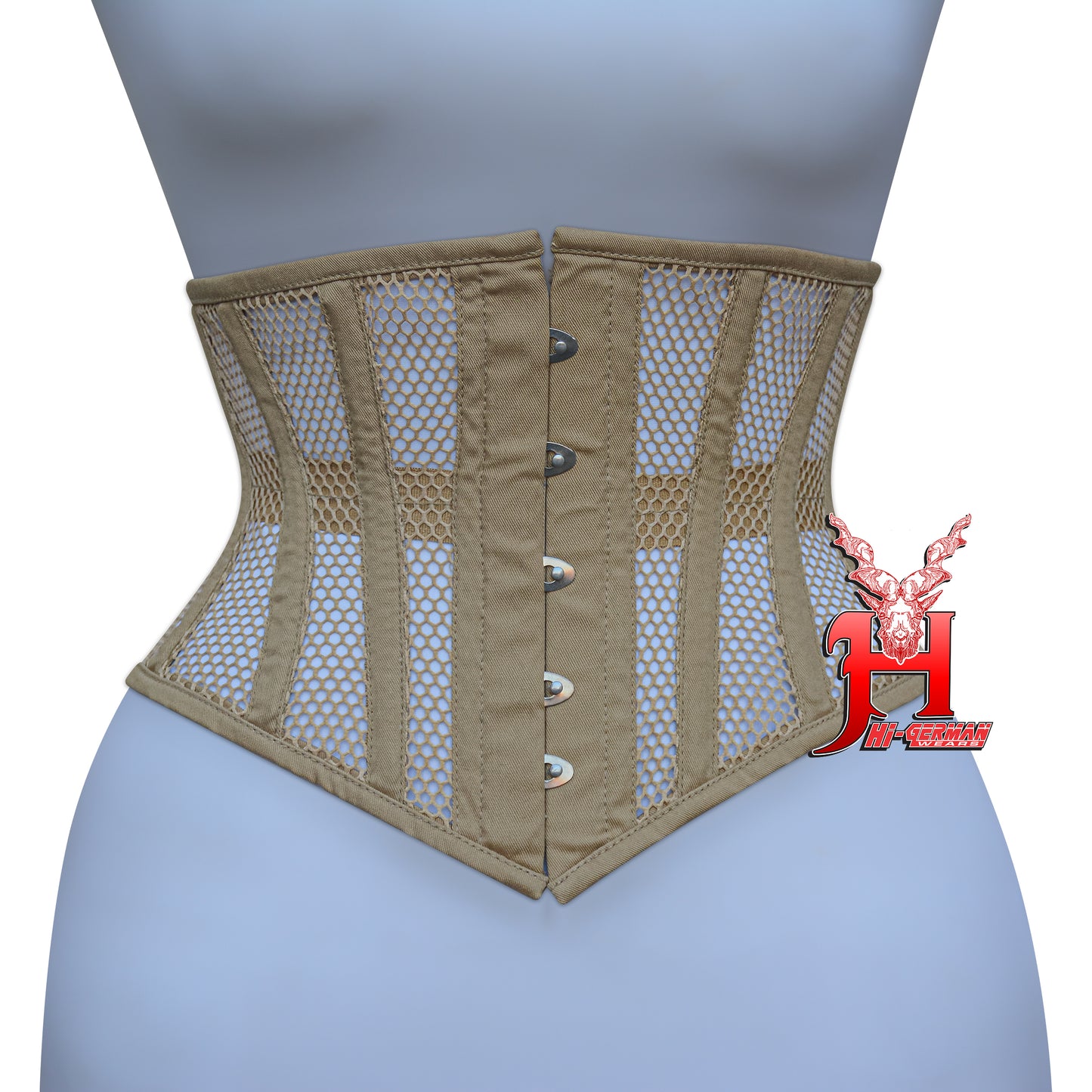 Women’s Underbust Black Cotton Mesh Steel Boned Waist Trainer Corset Unterbrust Korsett Damen