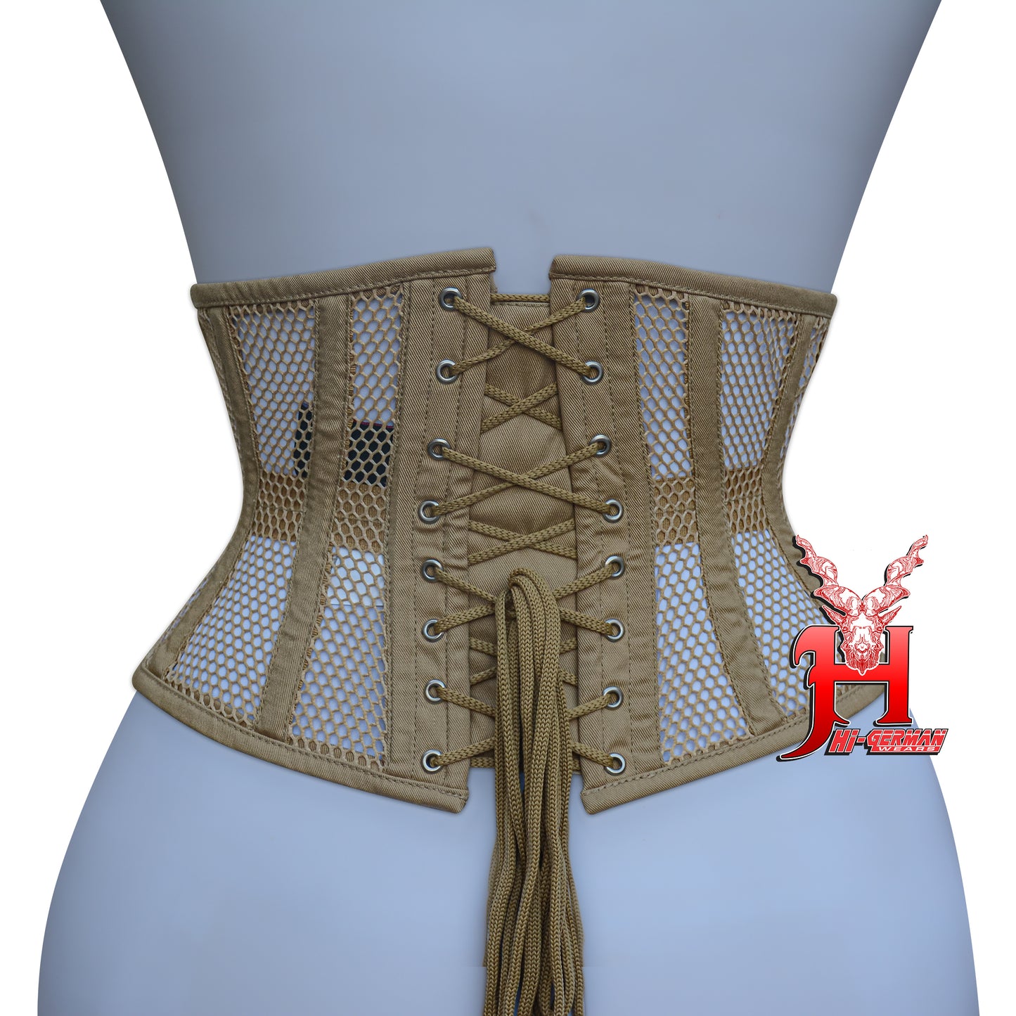 Women’s Underbust Black Cotton Mesh Steel Boned Waist Trainer Corset Unterbrust Korsett Damen