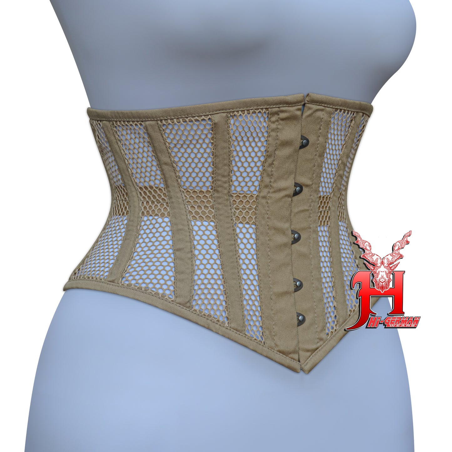 Women’s Underbust Black Cotton Mesh Steel Boned Waist Trainer Corset Unterbrust Korsett Damen