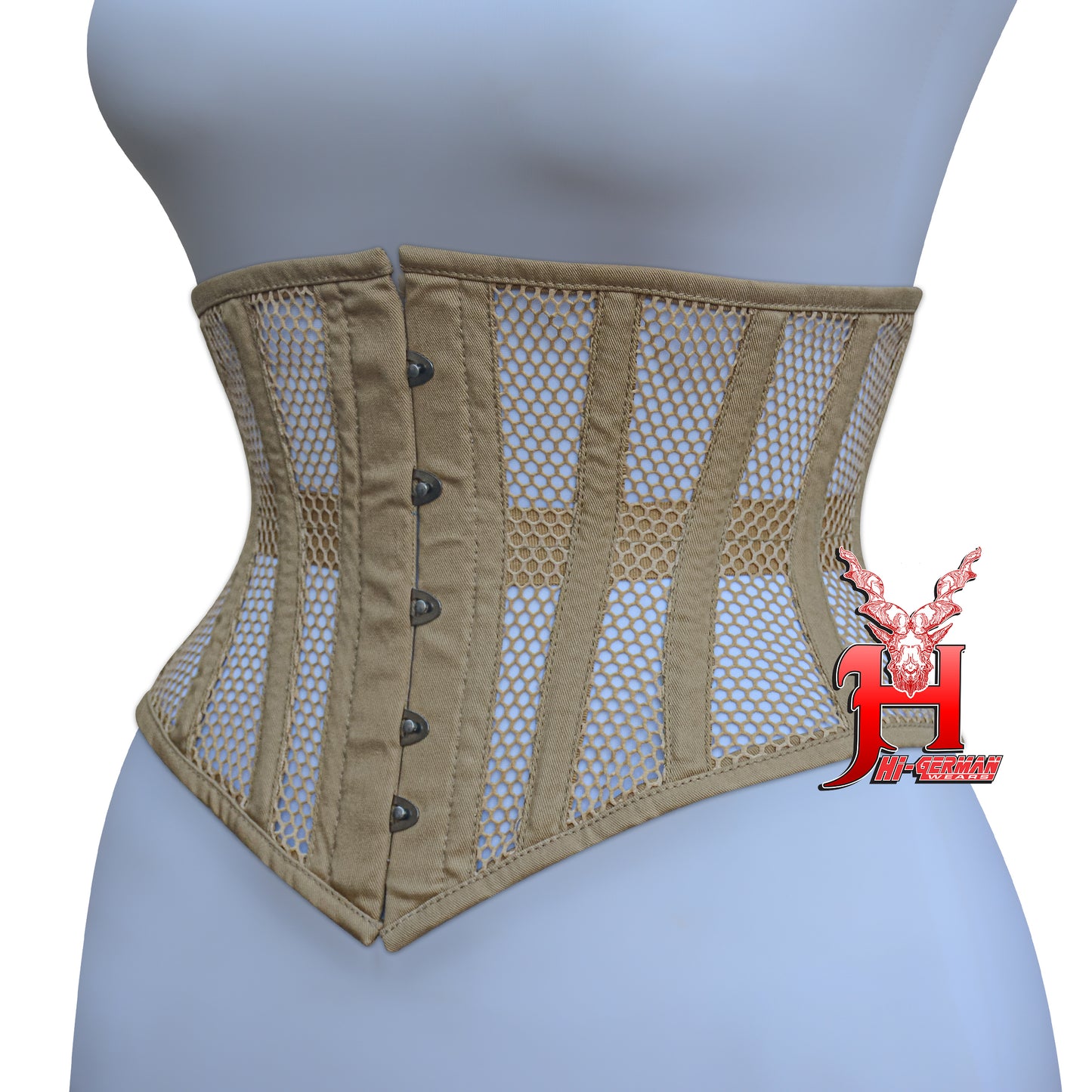 Women’s Underbust Black Cotton Mesh Steel Boned Waist Trainer Corset Unterbrust Korsett Damen