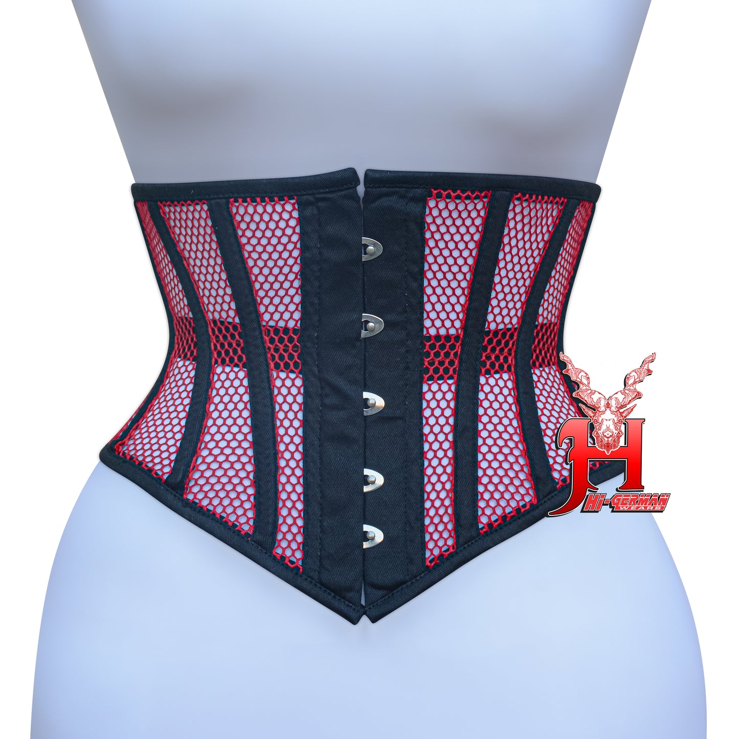 Women’s Underbust Black Cotton Mesh Steel Boned Waist Trainer Corset Unterbrust Korsett Damen