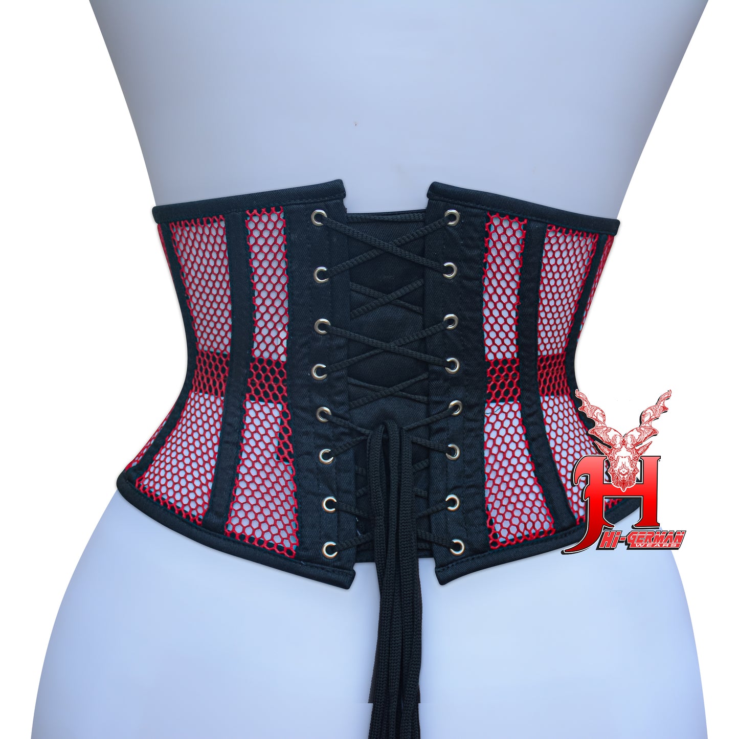 Women’s Underbust Black Cotton Mesh Steel Boned Waist Trainer Corset Unterbrust Korsett Damen