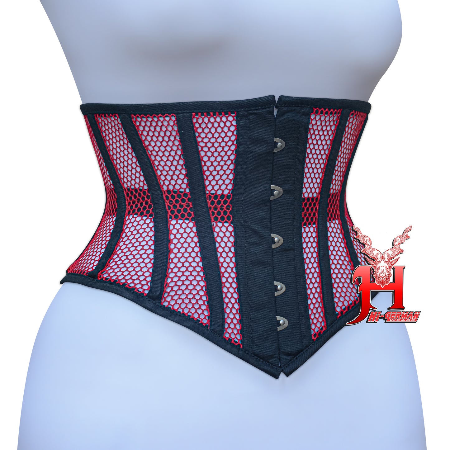 Women’s Underbust Black Cotton Mesh Steel Boned Waist Trainer Corset Unterbrust Korsett Damen