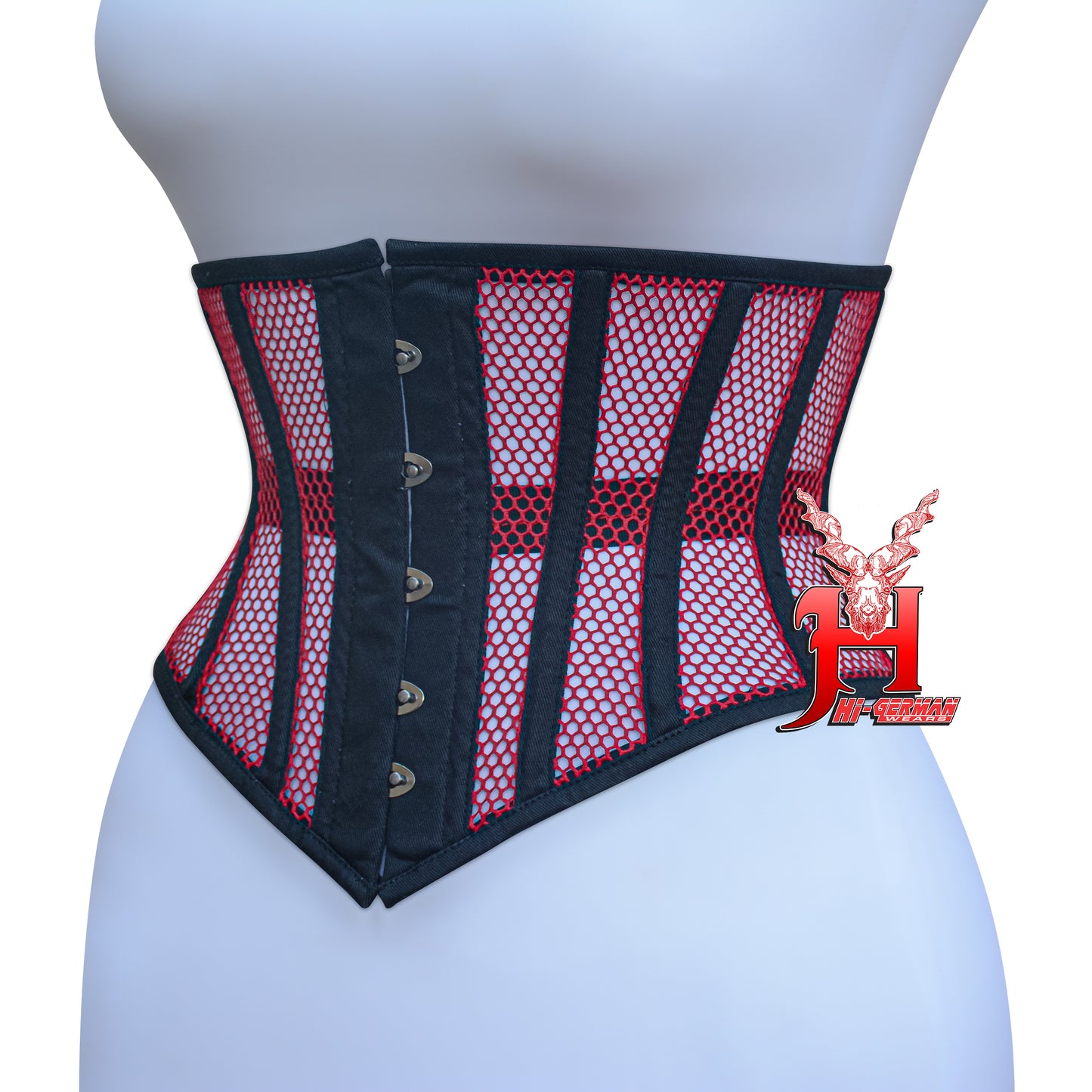 Women’s Underbust Black Cotton Mesh Steel Boned Waist Trainer Corset Unterbrust Korsett Damen