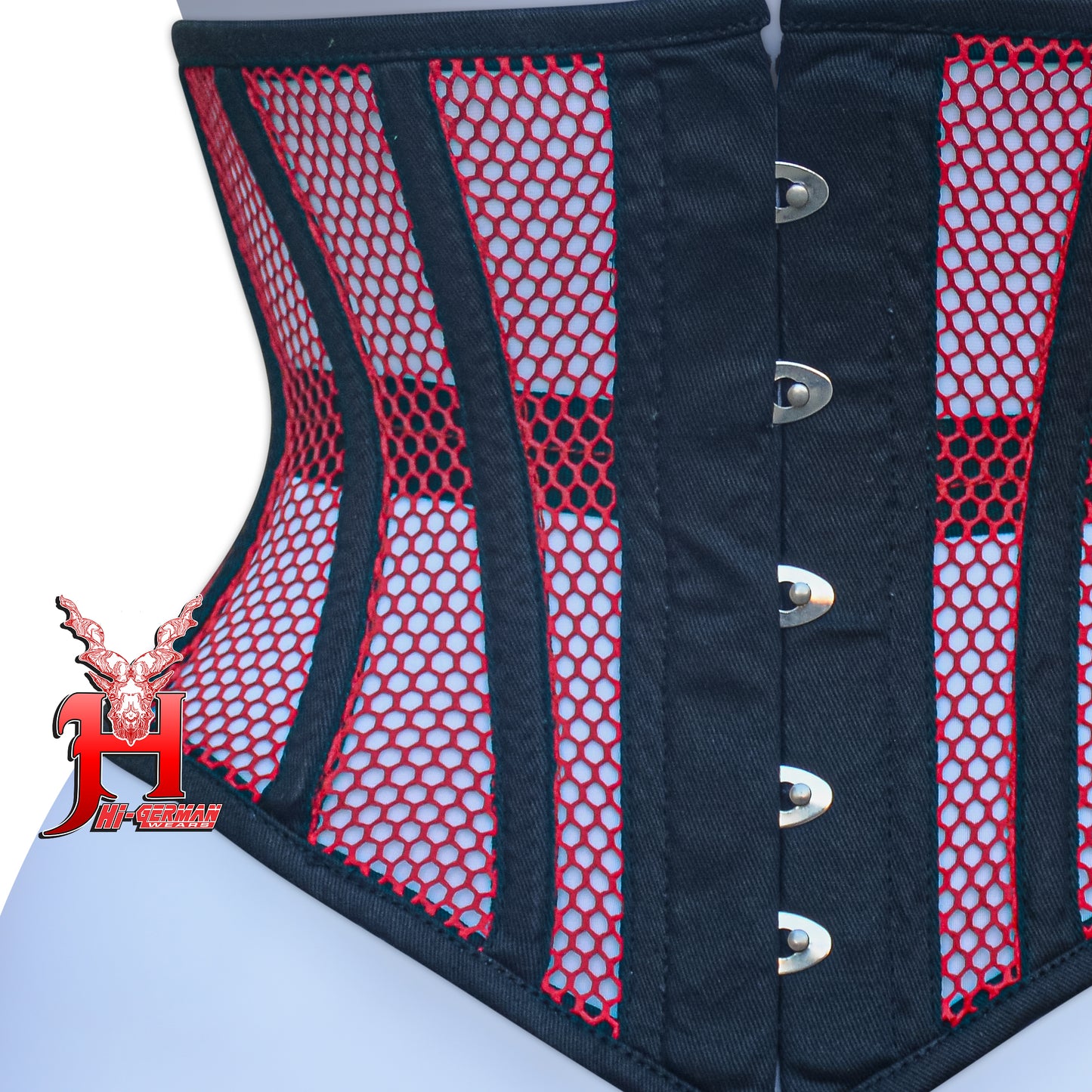 Women’s Underbust Black Cotton Mesh Steel Boned Waist Trainer Corset Unterbrust Korsett Damen