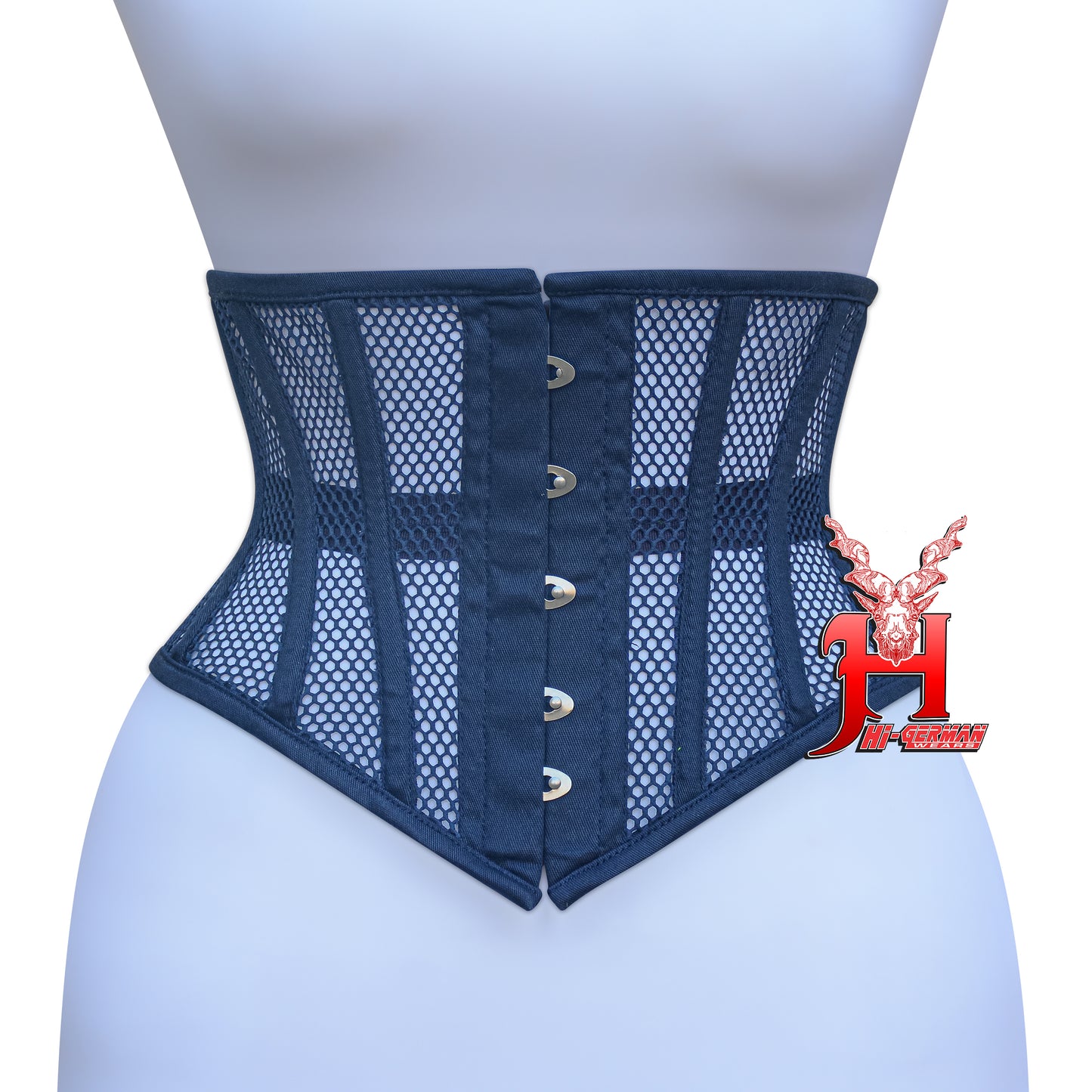 Women’s Underbust Black Cotton Mesh Steel Boned Waist Trainer Corset Unterbrust Korsett Damen