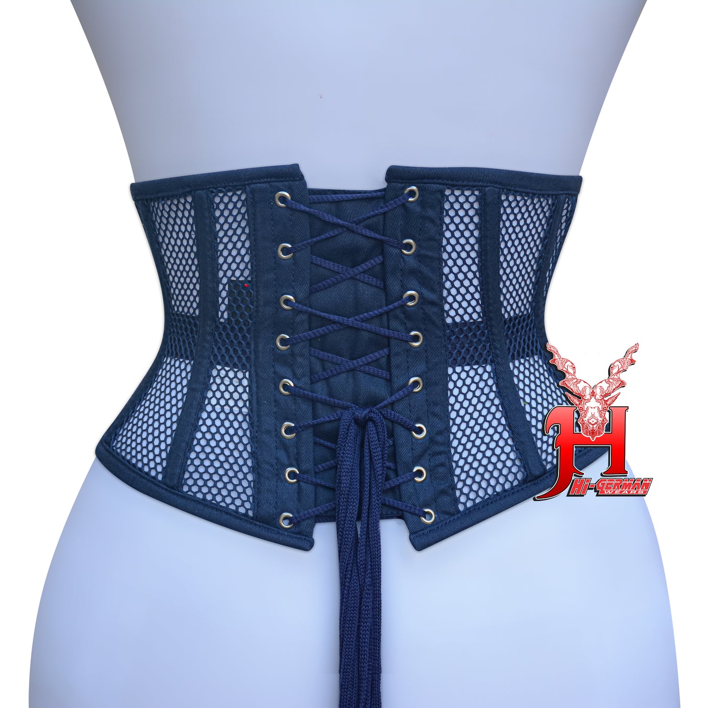 Women’s Underbust Black Cotton Mesh Steel Boned Waist Trainer Corset Unterbrust Korsett Damen