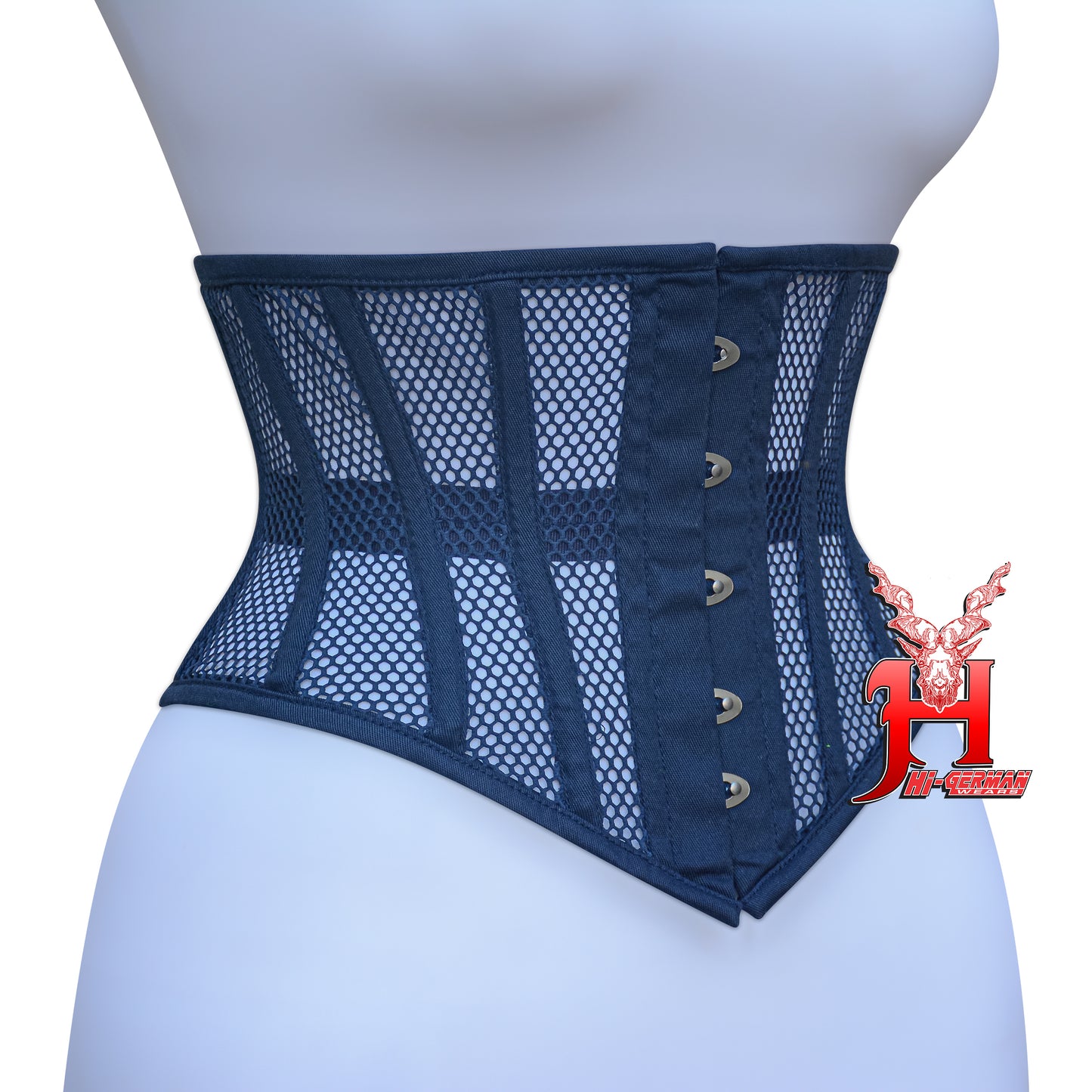 Women’s Underbust Black Cotton Mesh Steel Boned Waist Trainer Corset Unterbrust Korsett Damen