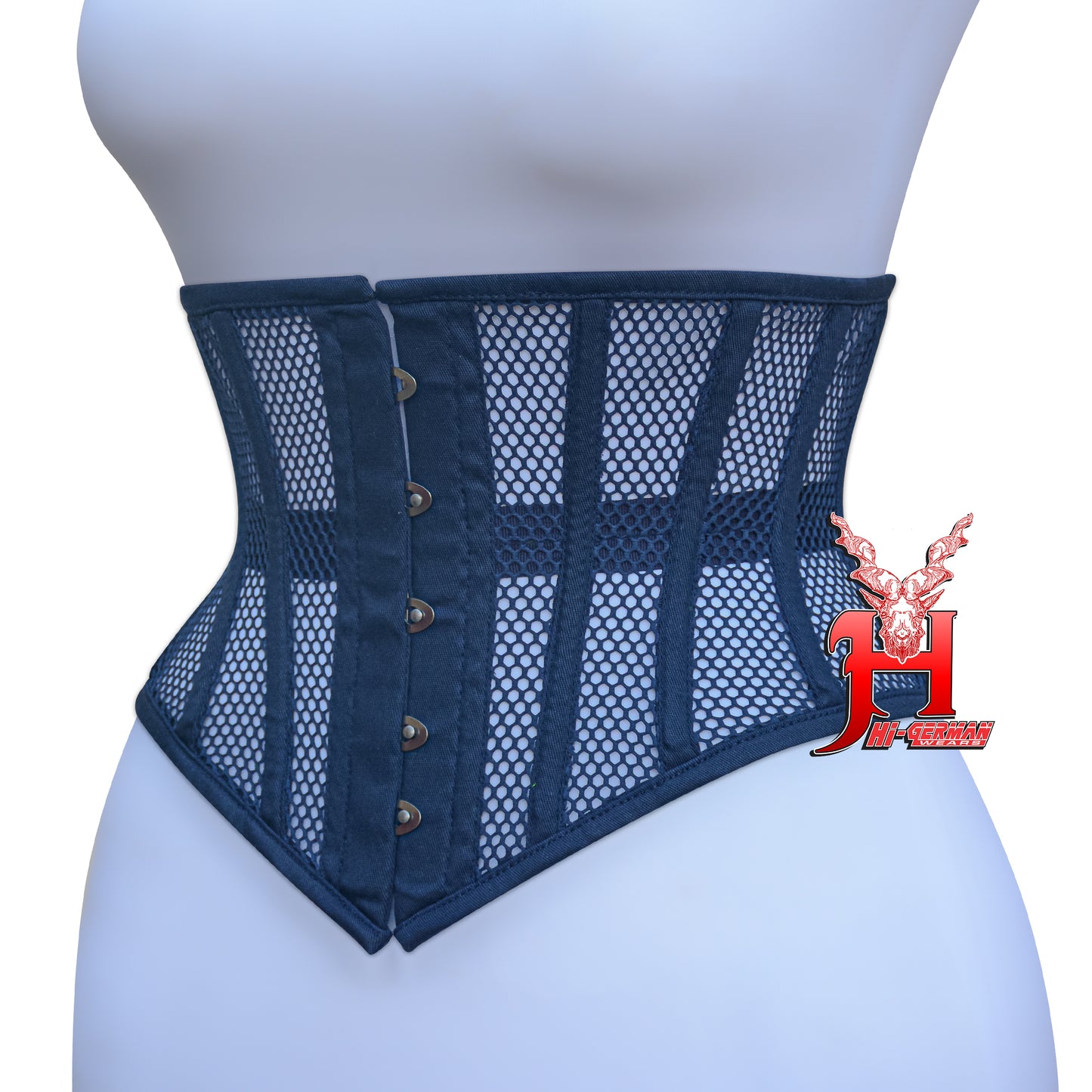 Women’s Underbust Black Cotton Mesh Steel Boned Waist Trainer Corset Unterbrust Korsett Damen