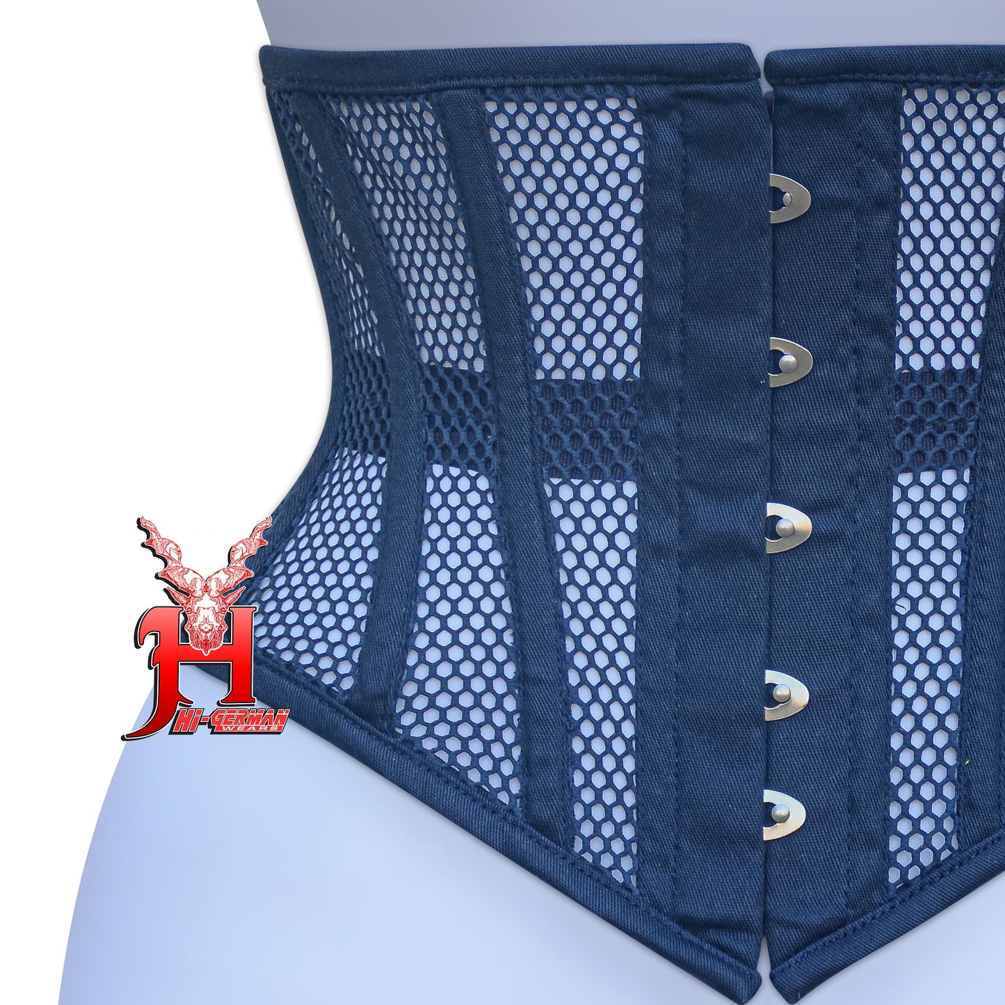 Women’s Underbust Black Cotton Mesh Steel Boned Waist Trainer Corset Unterbrust Korsett Damen