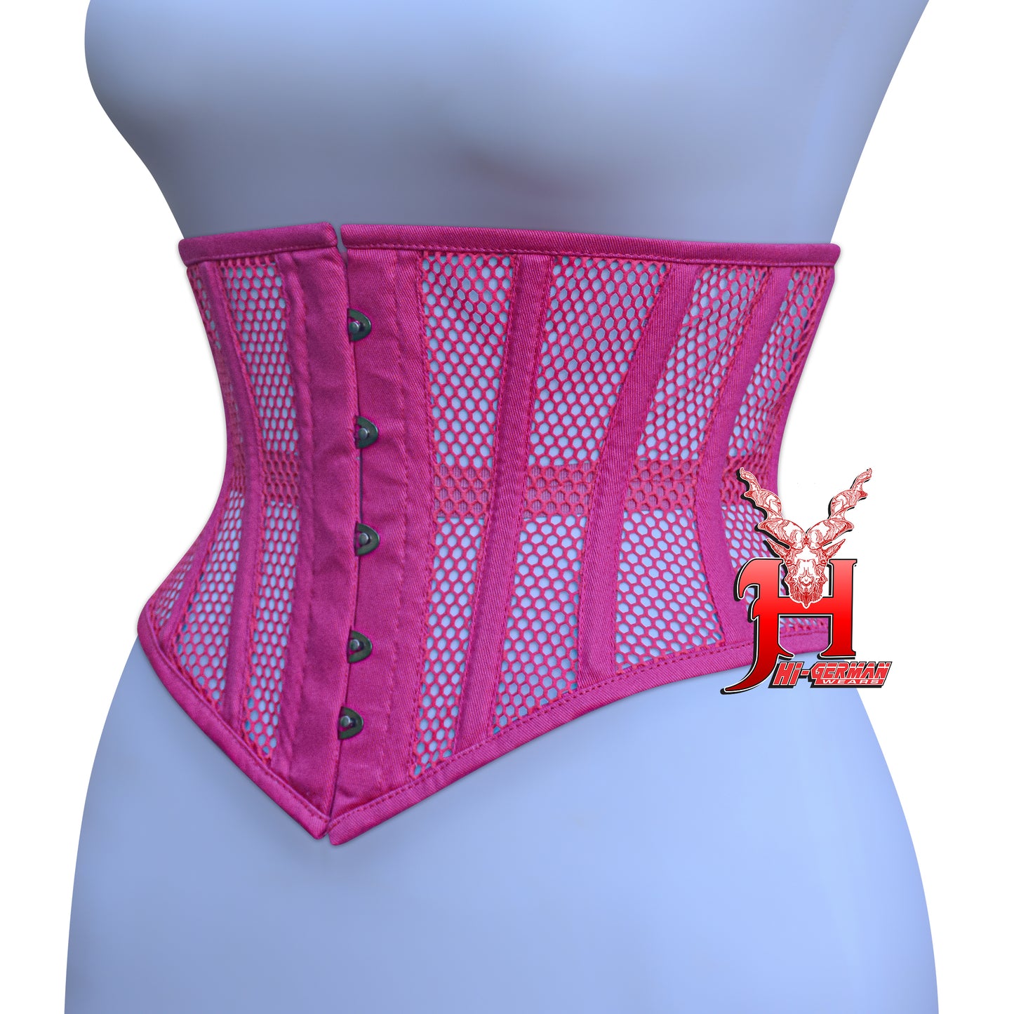 Women’s Underbust Black Cotton Mesh Steel Boned Waist Trainer Corset Unterbrust Korsett Damen