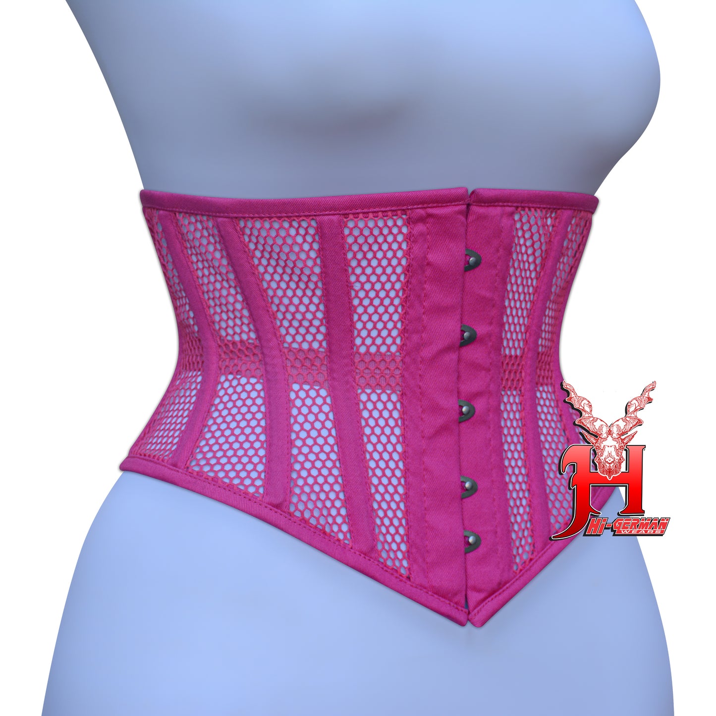 Women’s Underbust Black Cotton Mesh Steel Boned Waist Trainer Corset Unterbrust Korsett Damen