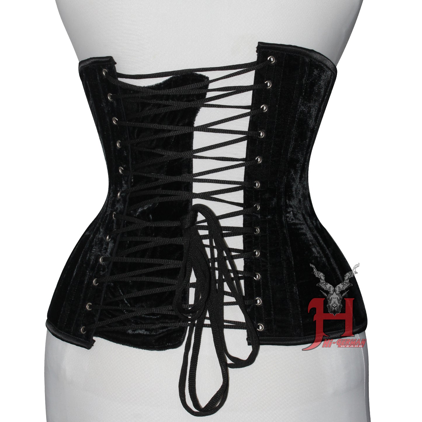 Handmade Women’s Black Velvet Underbust Corset – Steel Boned Waist Trainer