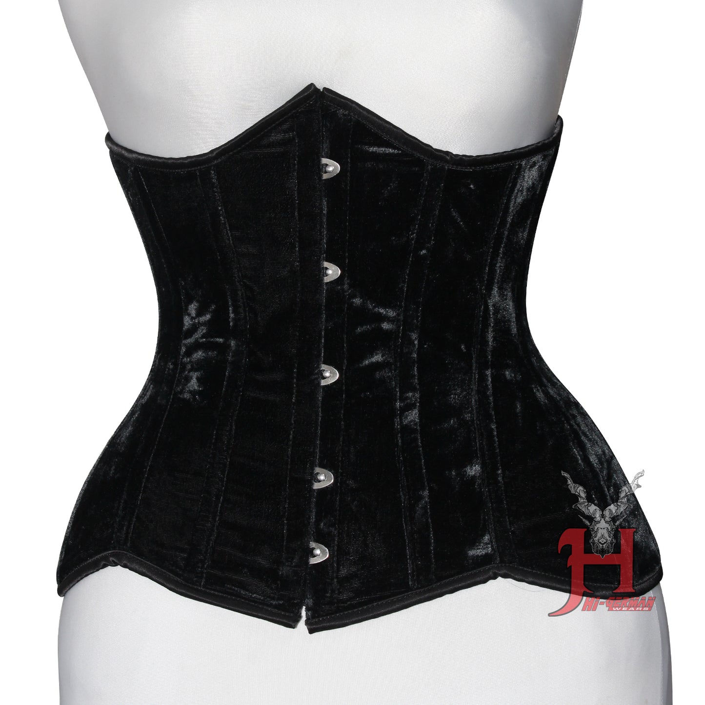 Handmade Women’s Black Velvet Underbust Corset – Steel Boned Waist Trainer