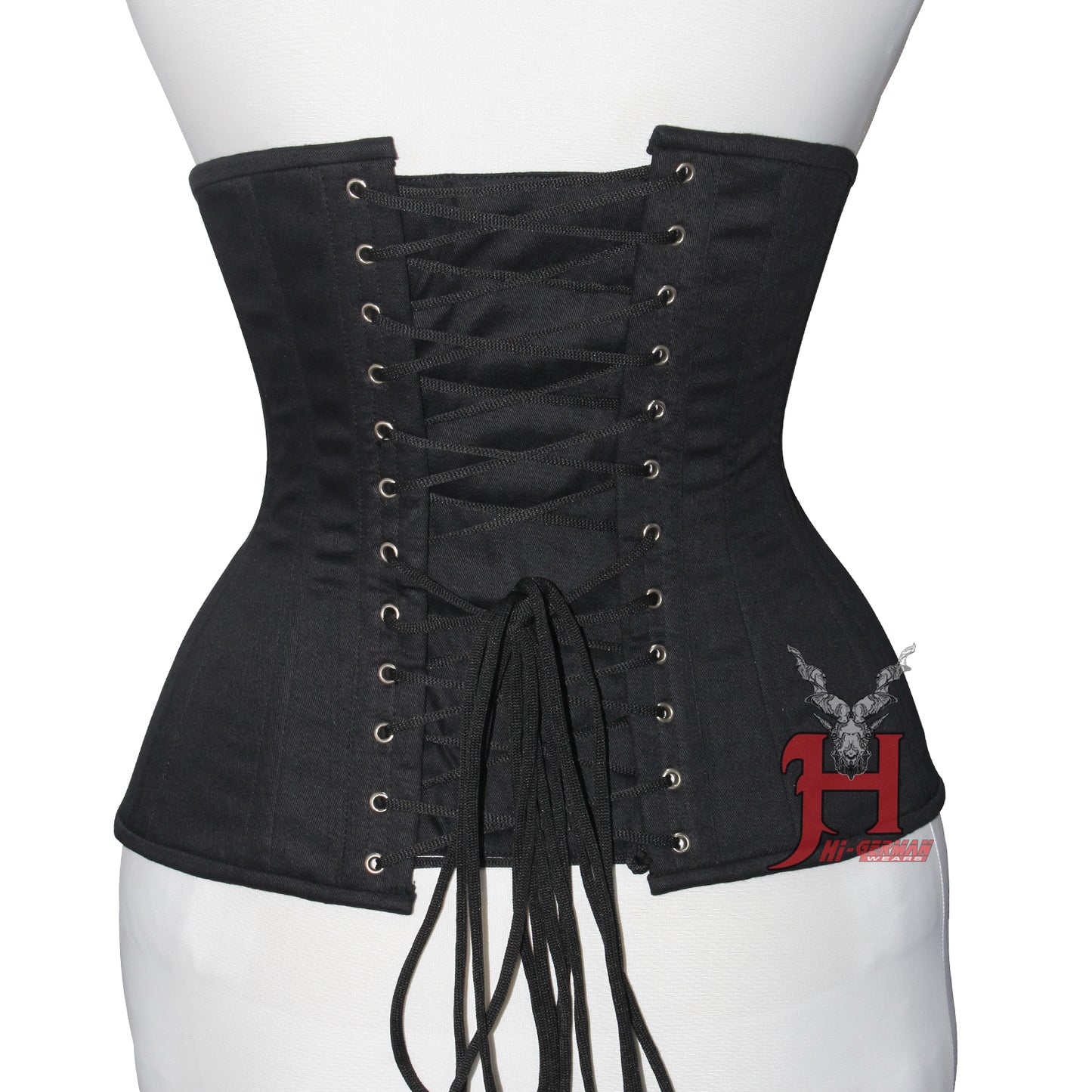 Women's Cotton Underbust corsets Double Steel Boned Waist Trainer Black Cotton Corset Hi-125 Black cotton corset