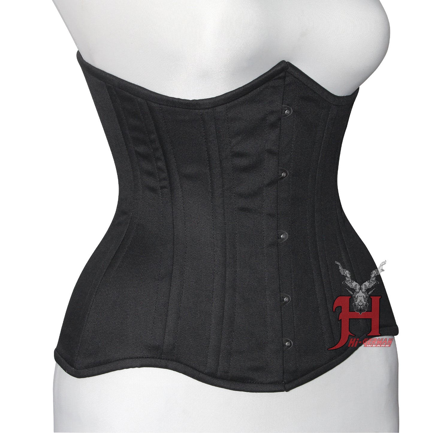 Women's Cotton Underbust corsets Double Steel Boned Waist Trainer Black Cotton Corset Hi-125 Black cotton corset