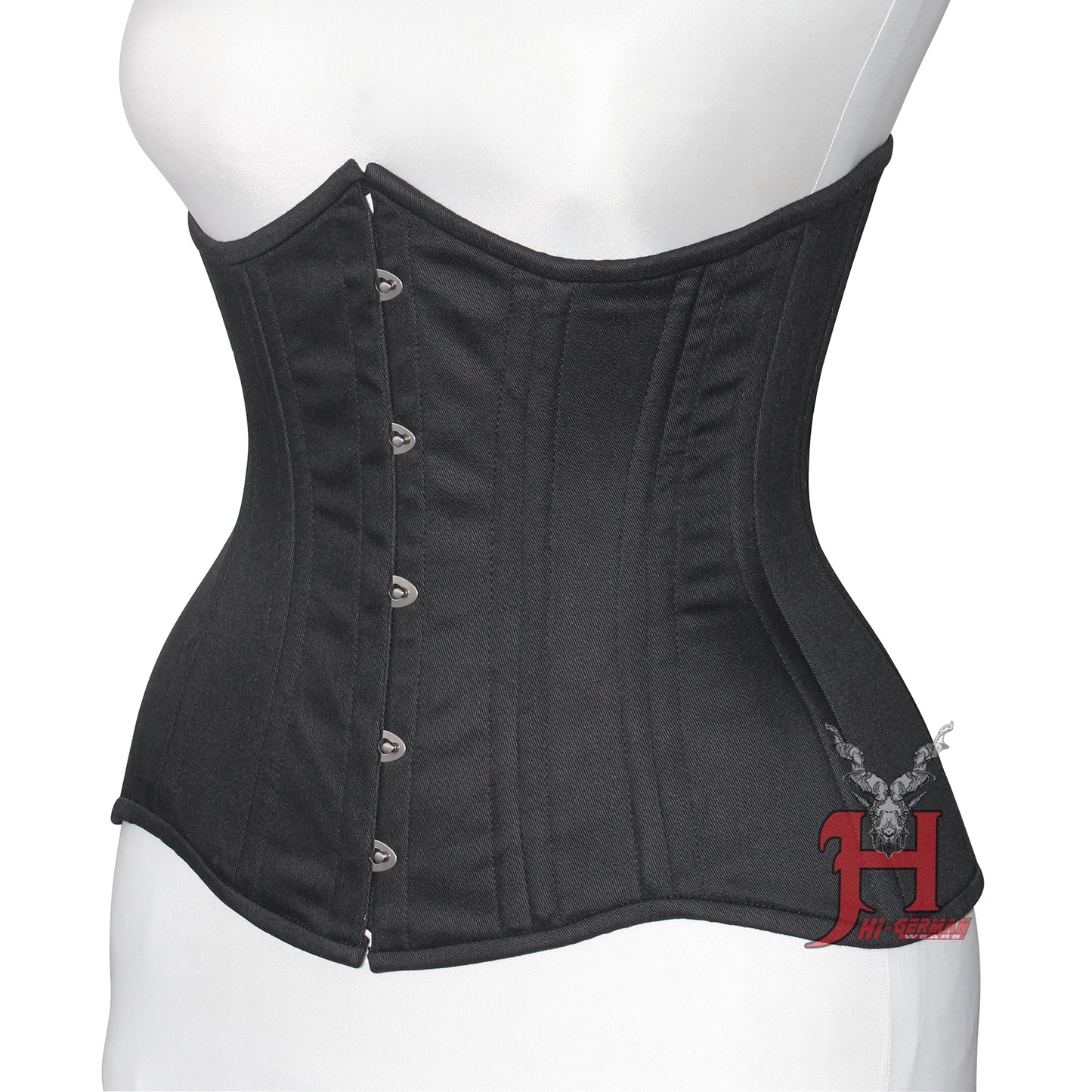 Women's Cotton Underbust corsets Double Steel Boned Waist Trainer Black Cotton Corset Hi-125 Black cotton corset