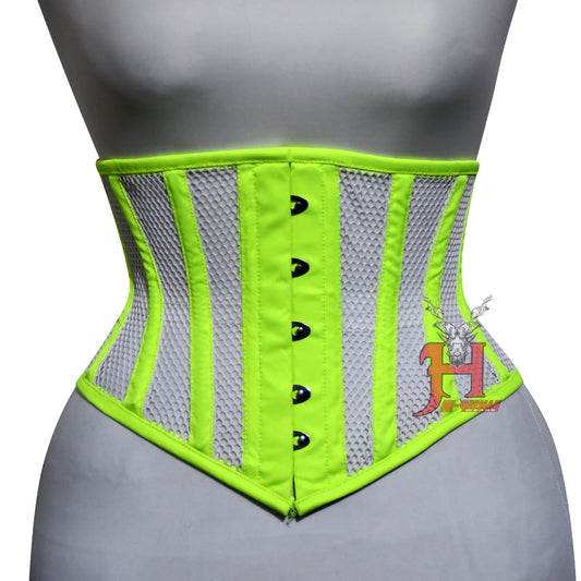 Women Underbust fluorescent Cotton Mesh corsets Steel Boned Truly Waist Trainer Corsets Hi-115 Corset cotton blue mesh