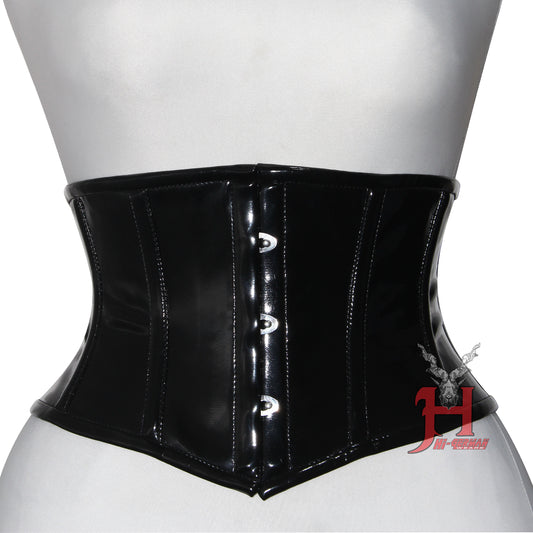 Women black pvc corset Underbust Steel Boned Waist Training Corsets Hi-117 Waist Corset Lacquer Black Red Corsage korsett