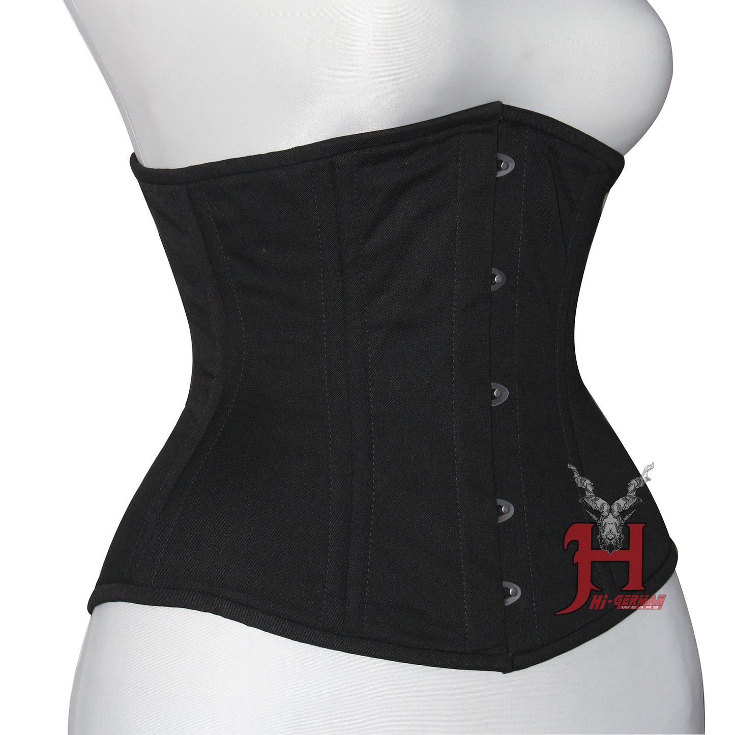 Women Victorian Underbust Corset Black Cotton Waist Training Corset Double Row Steel Boned Corset Hi-120 Underbust Corset Black Corset