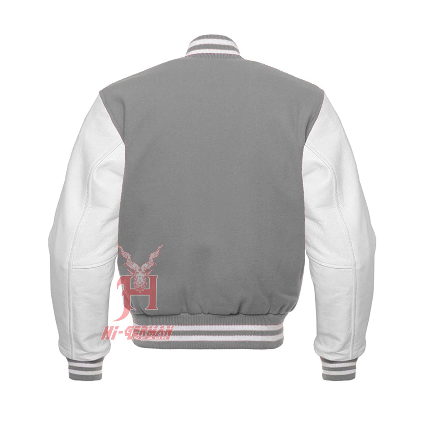 Varsity Letterman Baseball Gray Wool Genuine White Leather Sleeves Jacket XS ~7XL Varsity Men's Women's Kid's Letterman collage jackets Hi-237