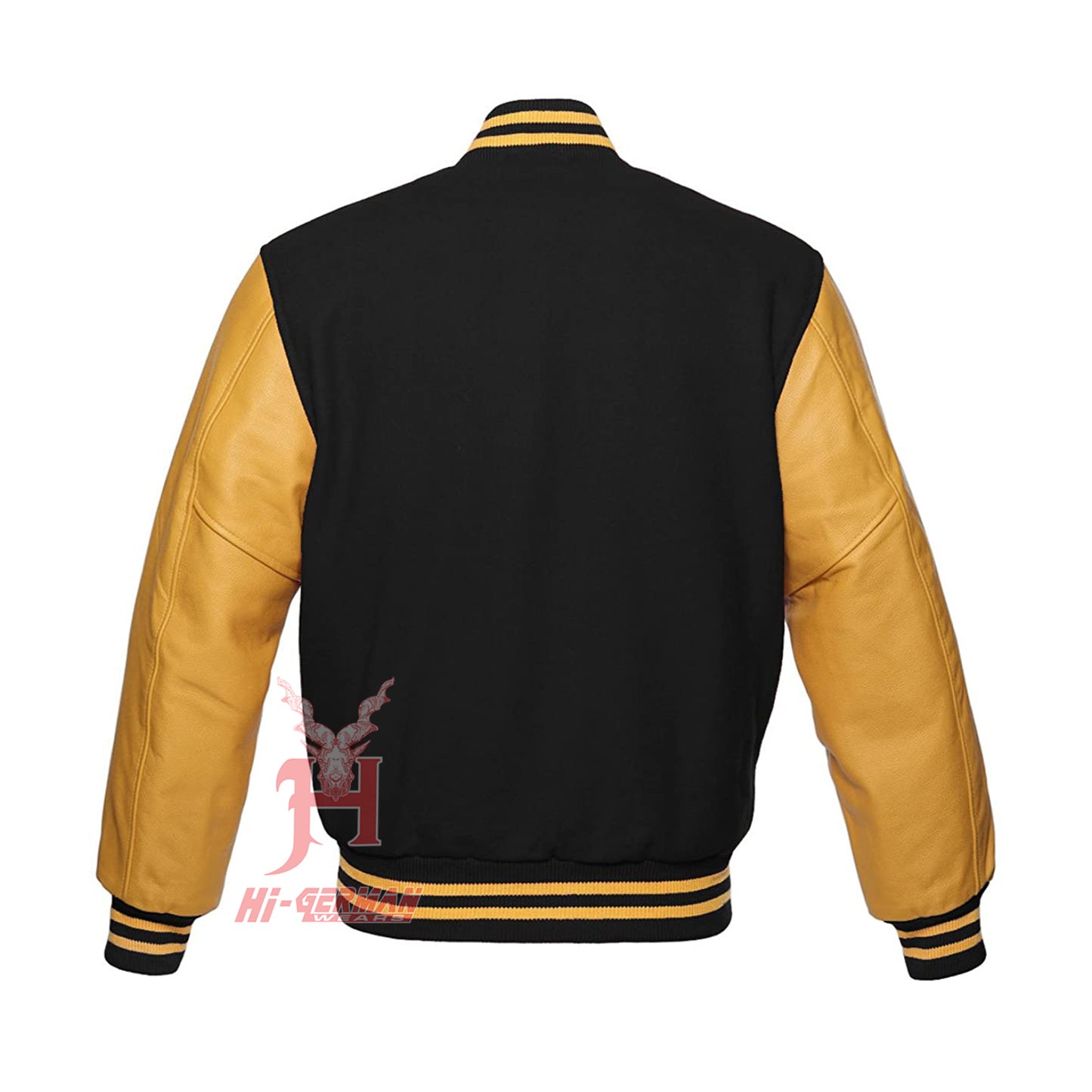 Varsity Letterman Baseball Black Wool Genuine Gold Leather Sleeves Jacket XS ~7XL Varsity Men's Women's Kid's Letterman collage jackets Hi-233