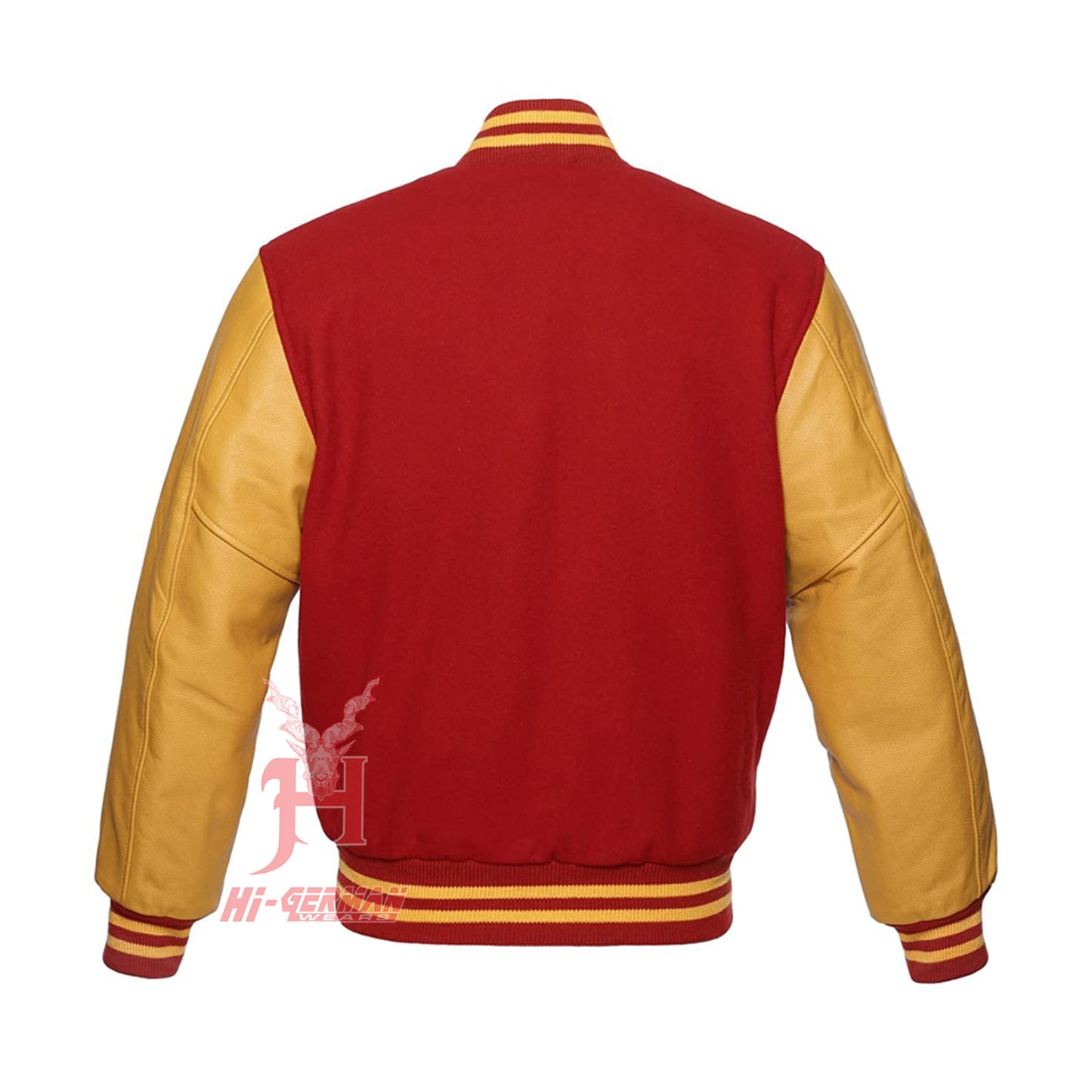 Varsity Letterman Baseball Red Wool Genuine Gold Leather Sleeves Jacket XS ~7XL Varsity Men's Women's Kid's Letterman collage jackets Hi-236