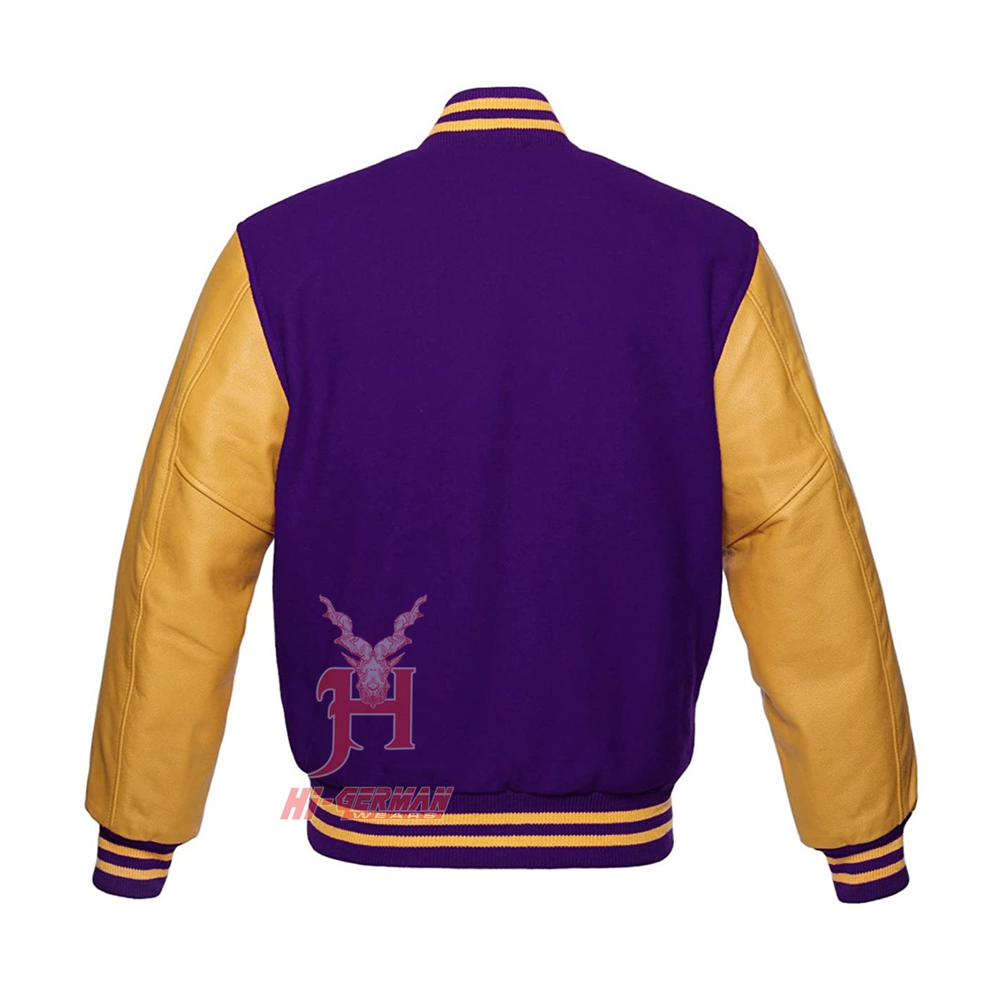 Varsity Letterman Baseball Purple Wool Genuine Gold Leather Sleeves Jacket XS ~7XL Varsity Men's Women's Kid's Letterman collage jackets Hi-215