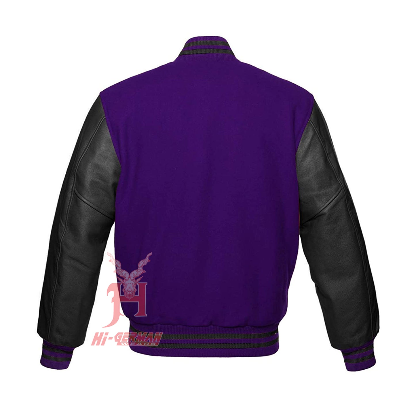 Varsity Letterman Baseball Purple Wool Genuine Black Leather Sleeves Jacket XS ~7XL Varsity Men's Women's Kid's Letterman collage jackets Hi-231