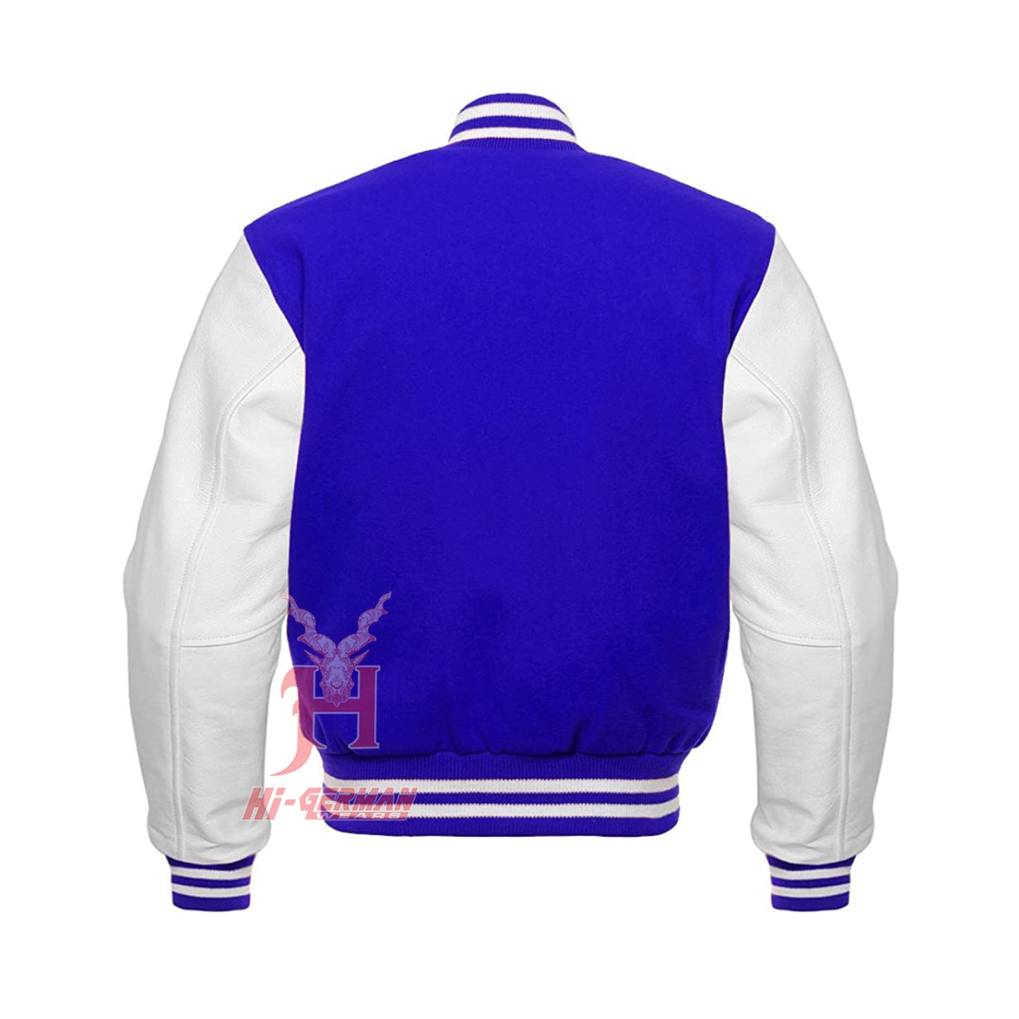 Varsity Letterman Baseball Royal Blue Wool Genuine White Leather Sleeves Jacket XS ~7XL Varsity Men's Women's Kid's Letterman collage jackets Hi-228